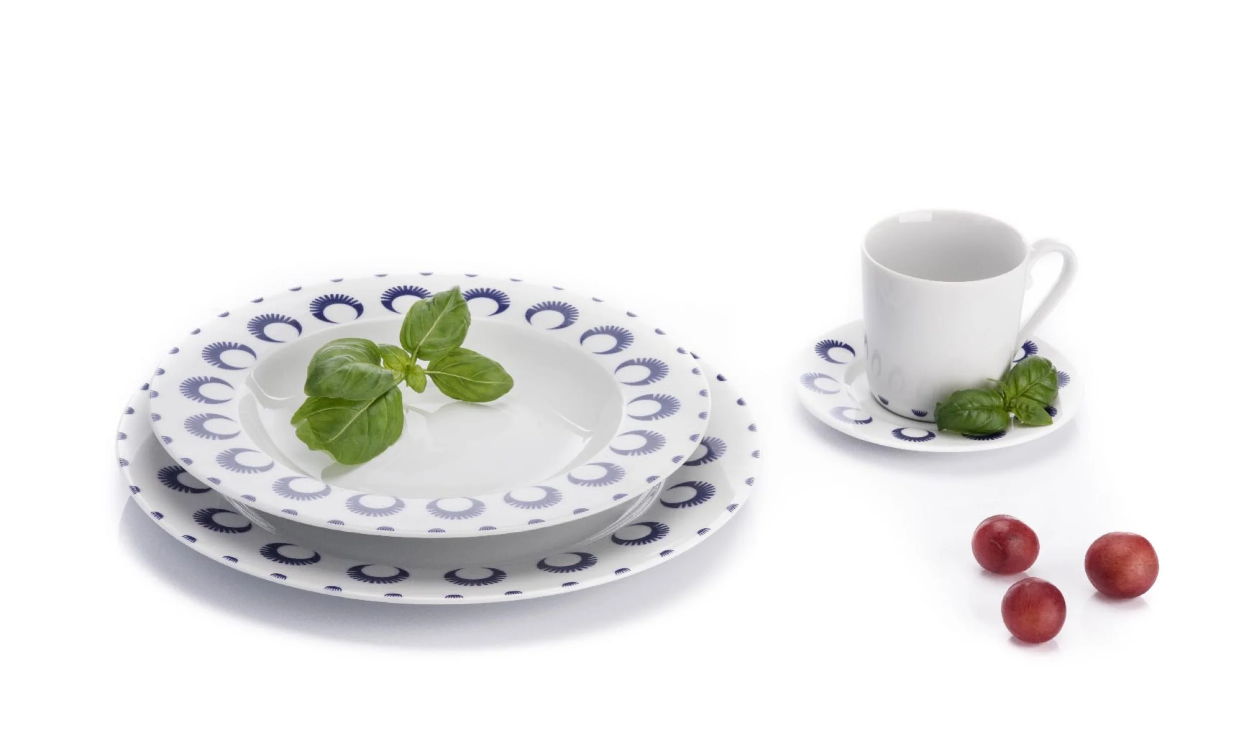 Serwis obiadowy porcelanowy dla 6 os. Folk Fusion III biało-niebieski - Image 2