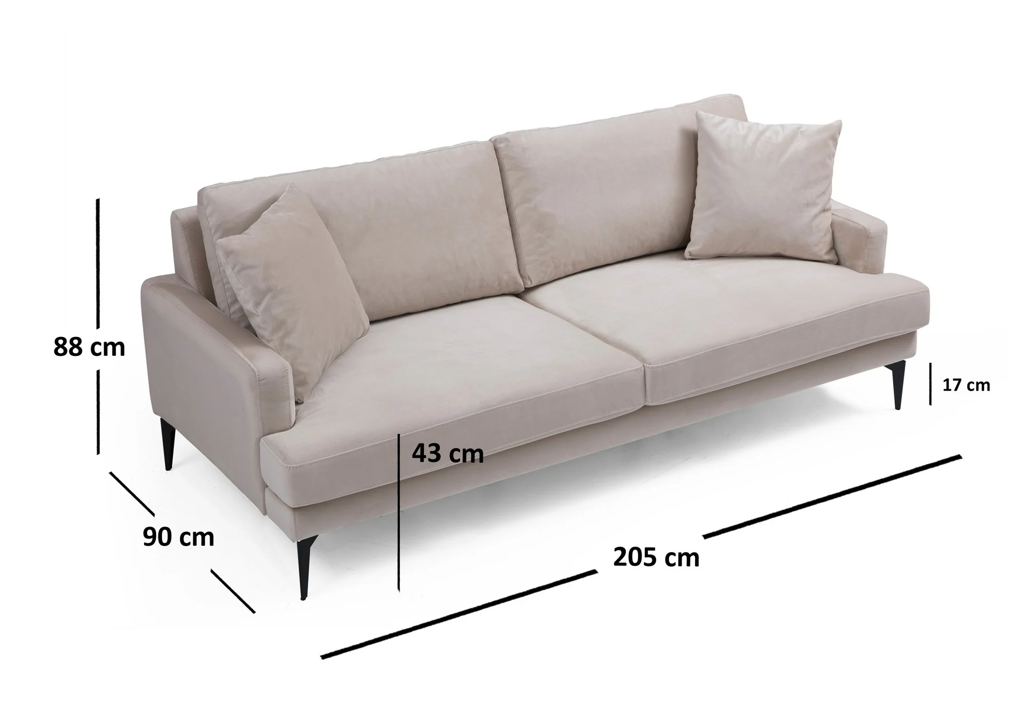 Sofa 3-osobowa Toyon 205 cm beżowa - Image 8