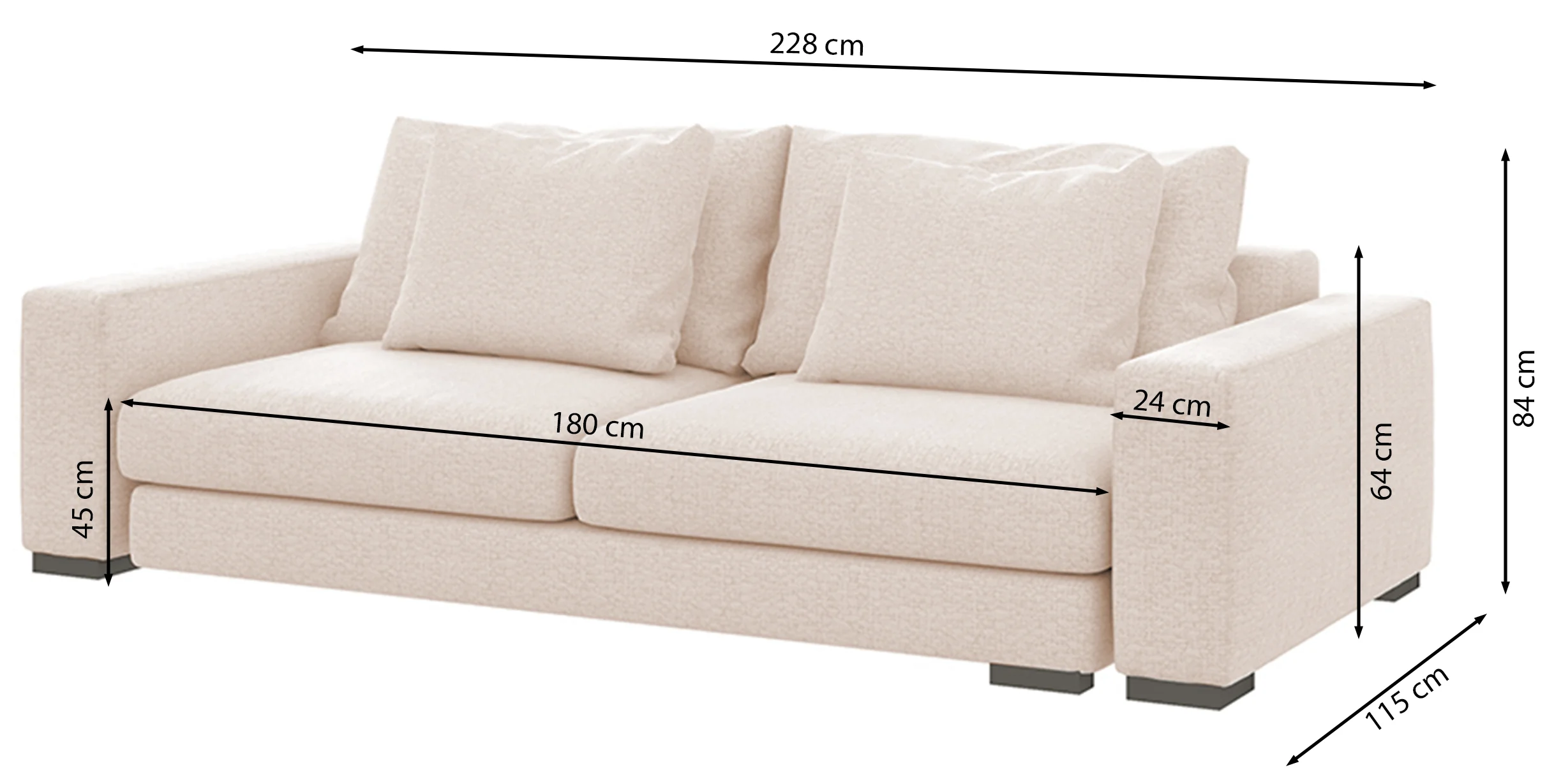 Sofa dwuosobowa Mia kremowa szenil łatwoczyszczący - Image 5