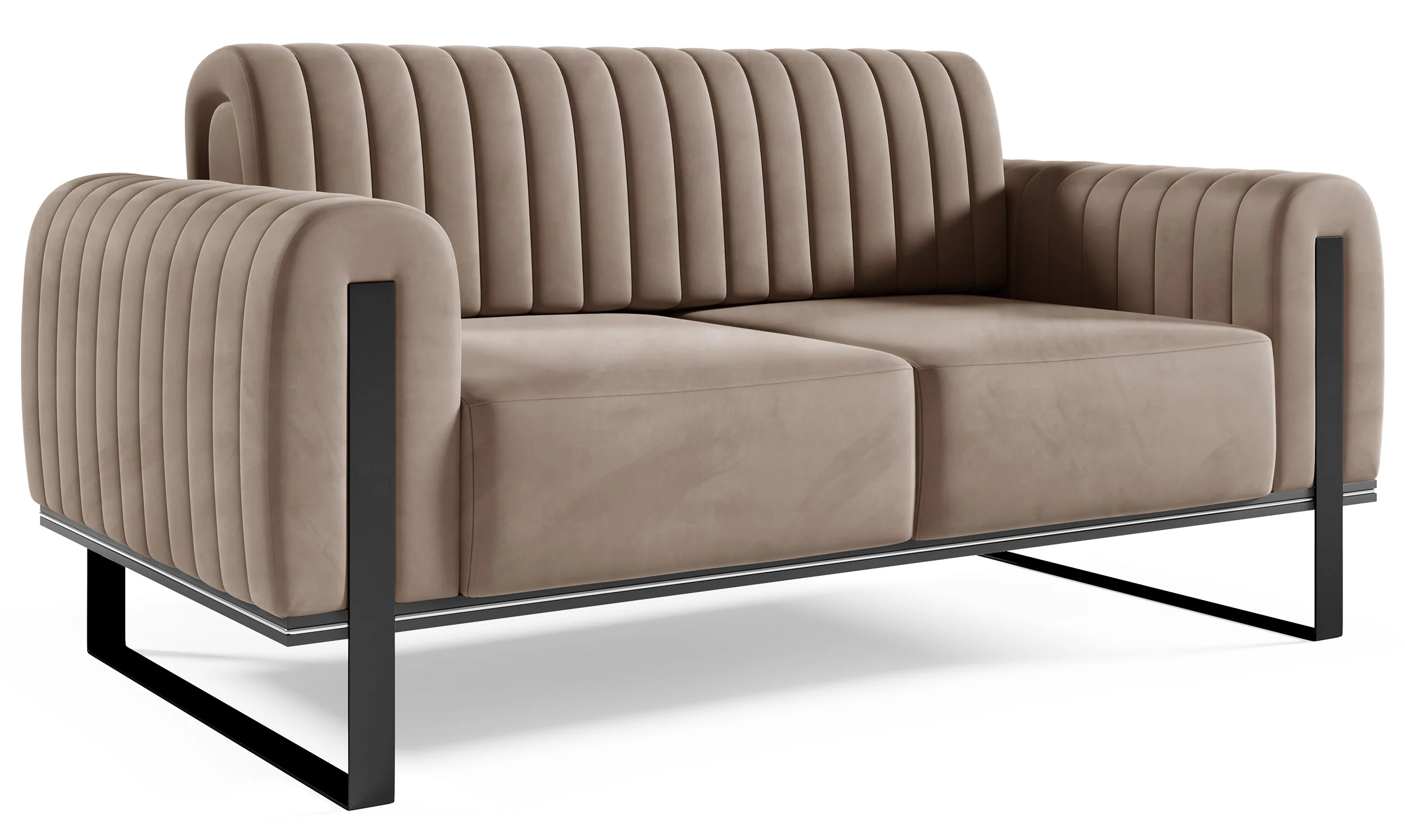 Sofa dwuosobowa Parissa beżowa welur czarne nogi - Image 4