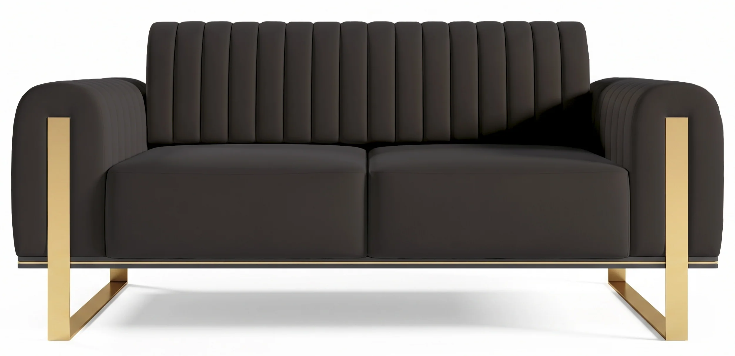 Sofa dwuosobowa Parissa czarna welur złote nóżki