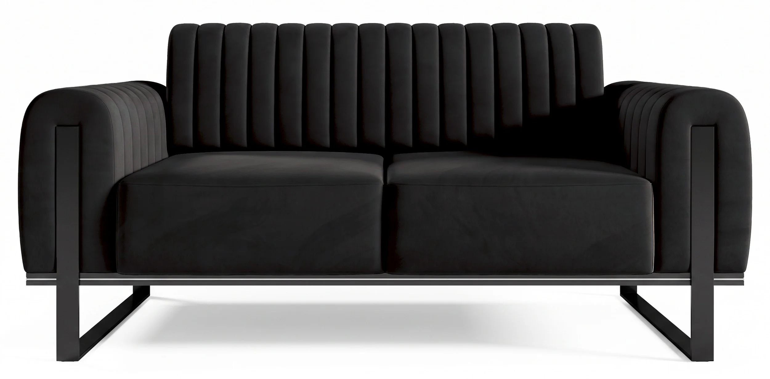 Sofa dwuosobowa Parissa czarna welur czarne nogi