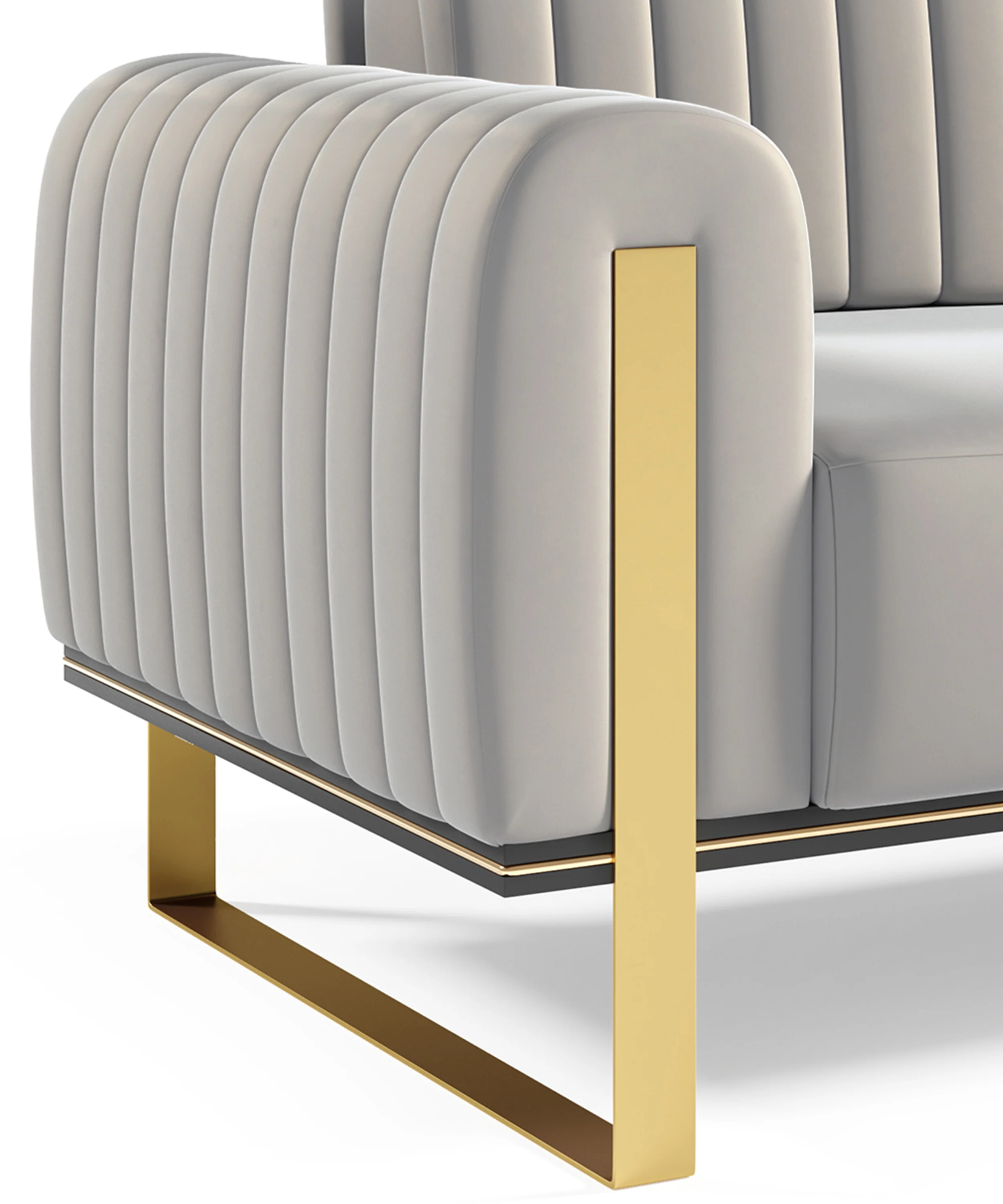 Sofa dwuosobowa Parissa jasnoszara welur złote nóżki - Image 6