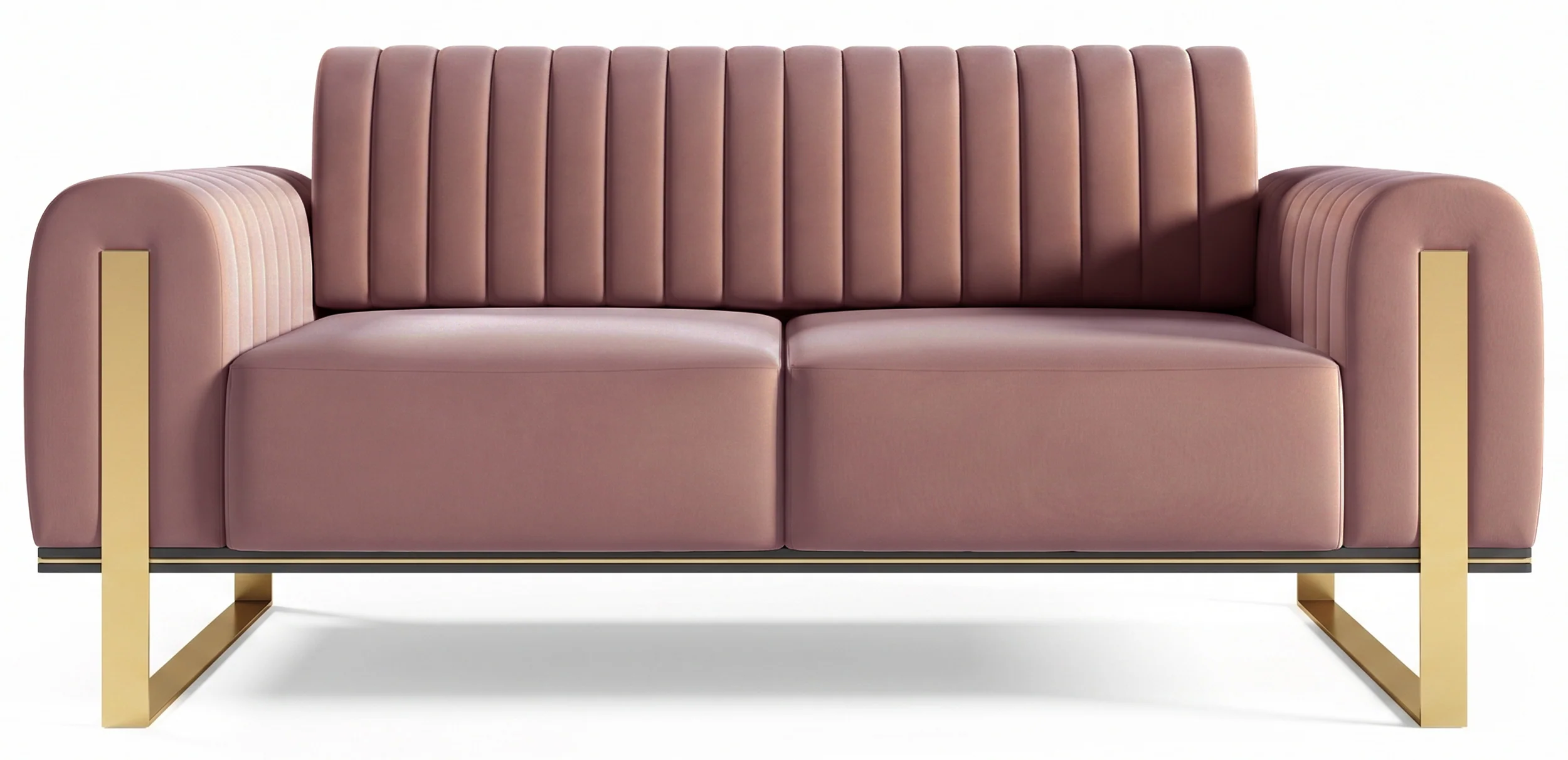 Sofa dwuosobowa Parissa różowa welur złote nóżki