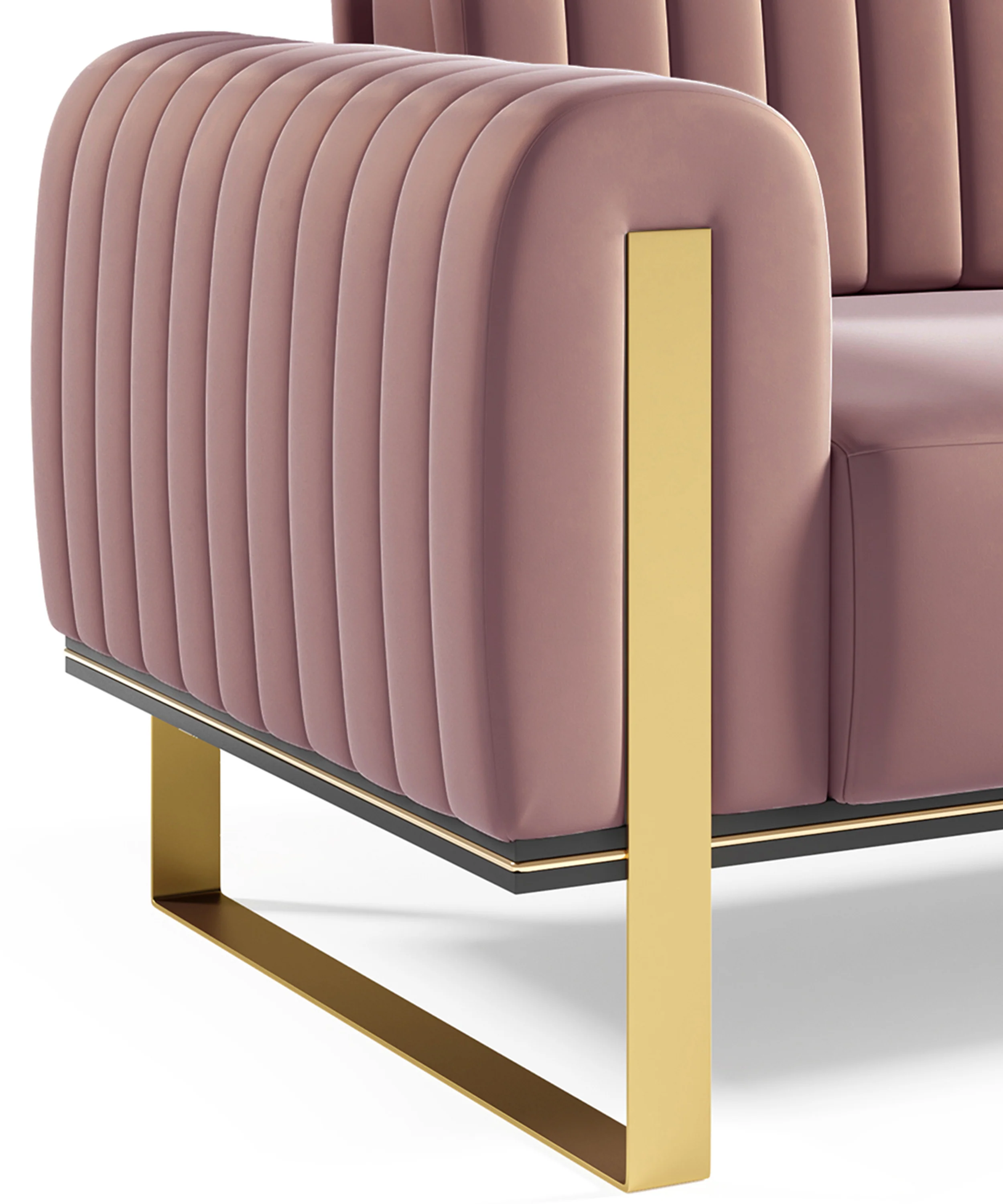 Sofa dwuosobowa Parissa różowa welur złote nóżki - Image 6