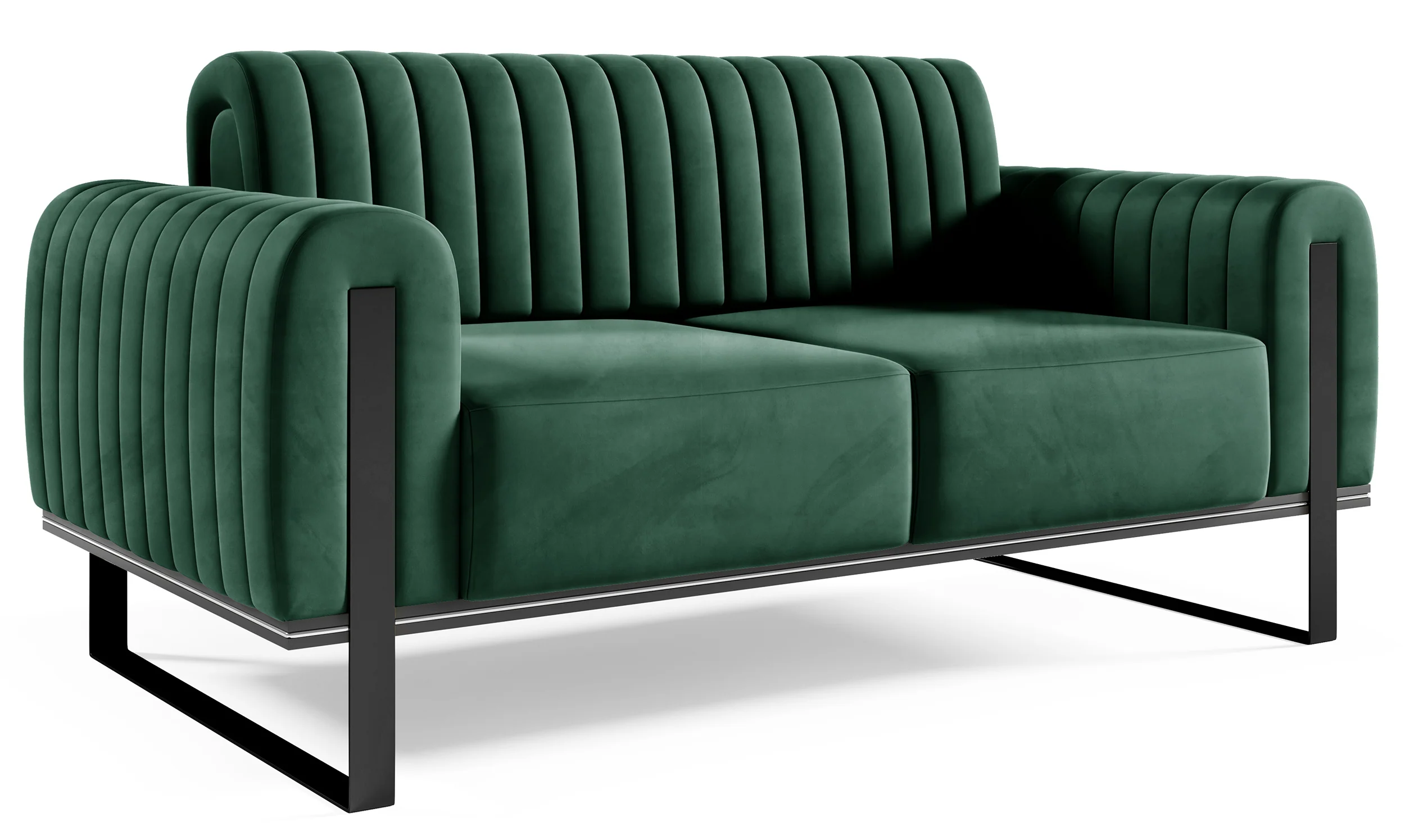 Sofa dwuosobowa Parissa zielona welur czarne nogi - Image 4