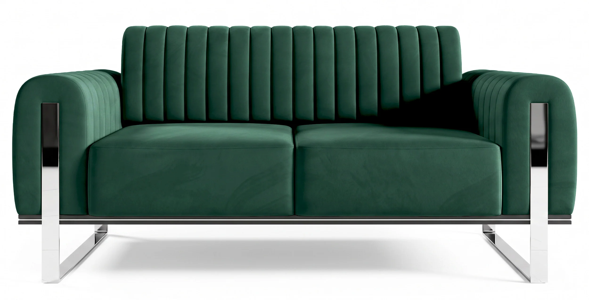 Sofa dwuosobowa Parissa zielona welur nogi chrom