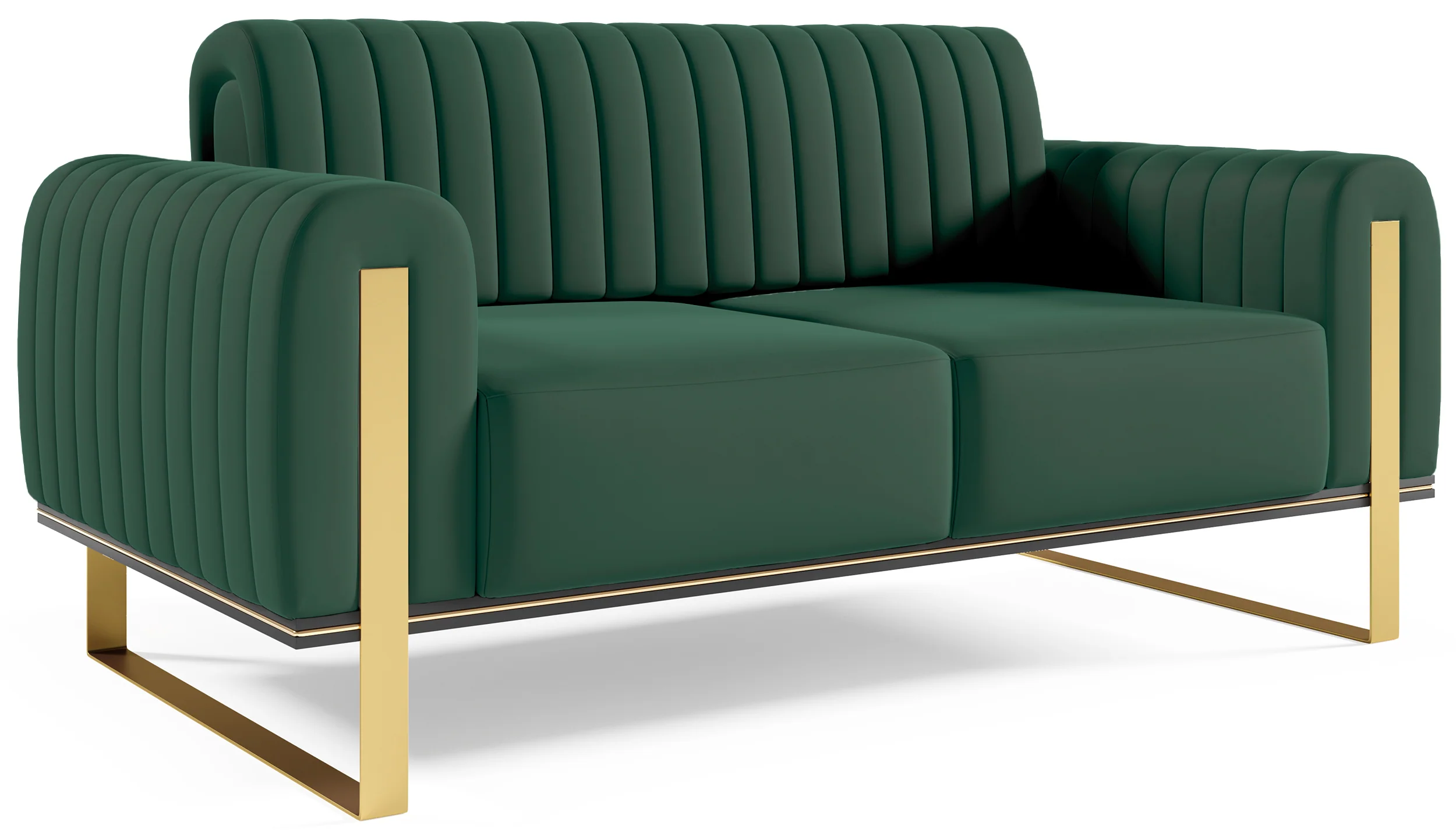 Sofa dwuosobowa Parissa zielona welur złote nóżki - Image 5