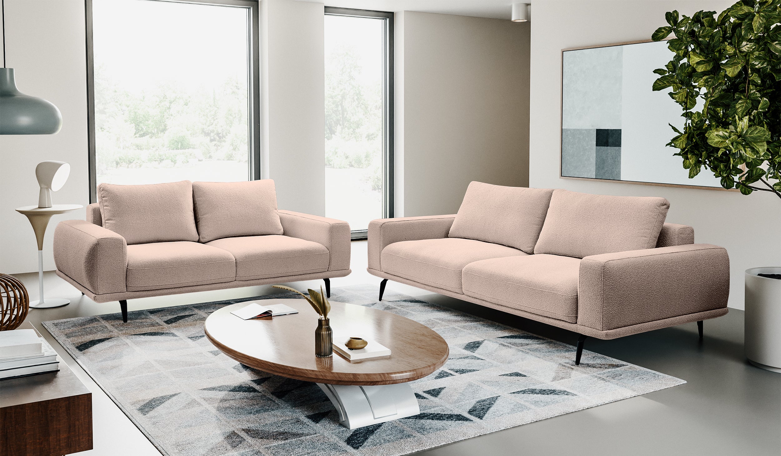 Sofa dwuosobowa Selline ciemnobeżowa boucle - Image 2