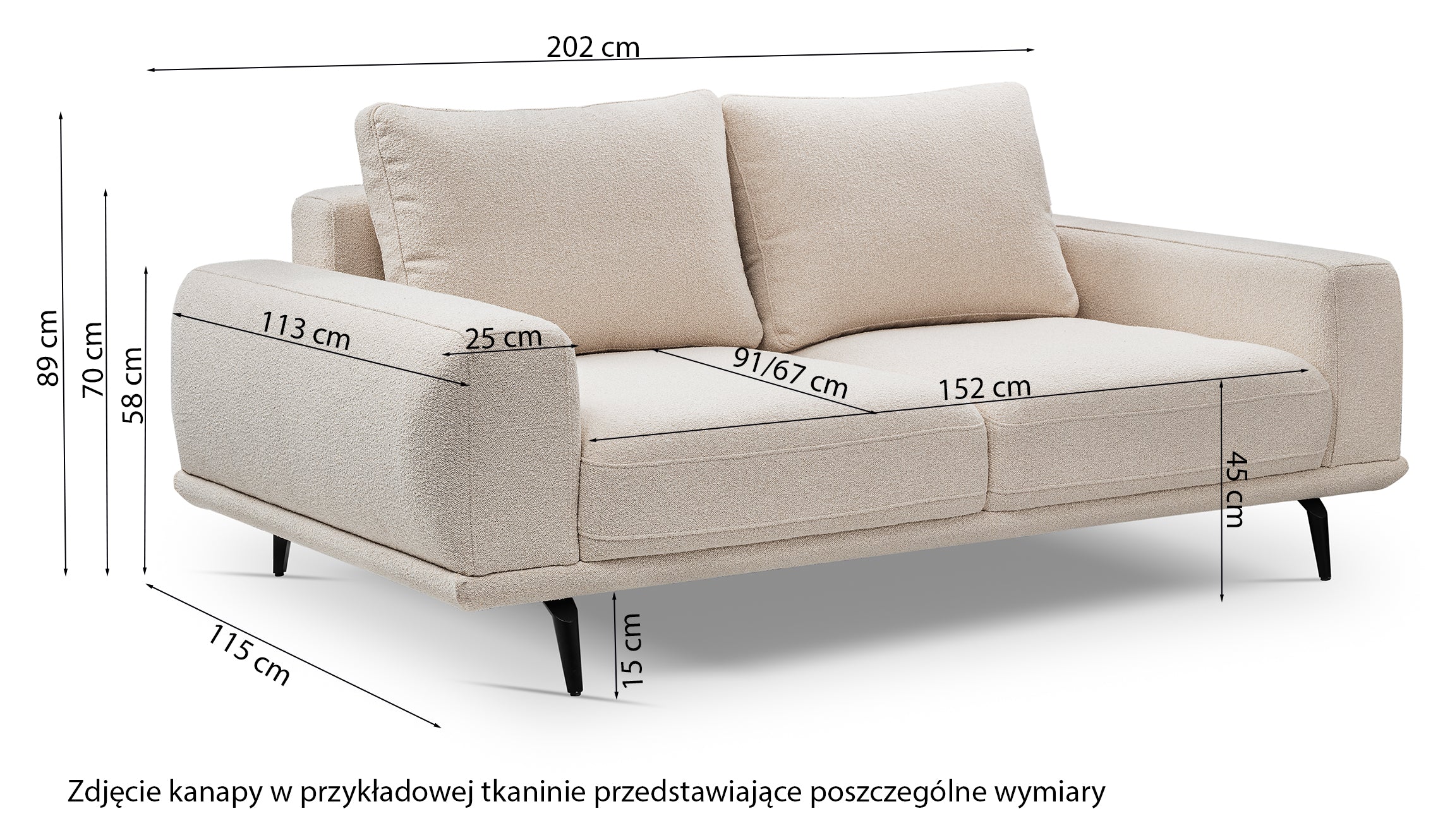 Sofa dwuosobowa Selline ciemnobeżowa boucle - Image 4