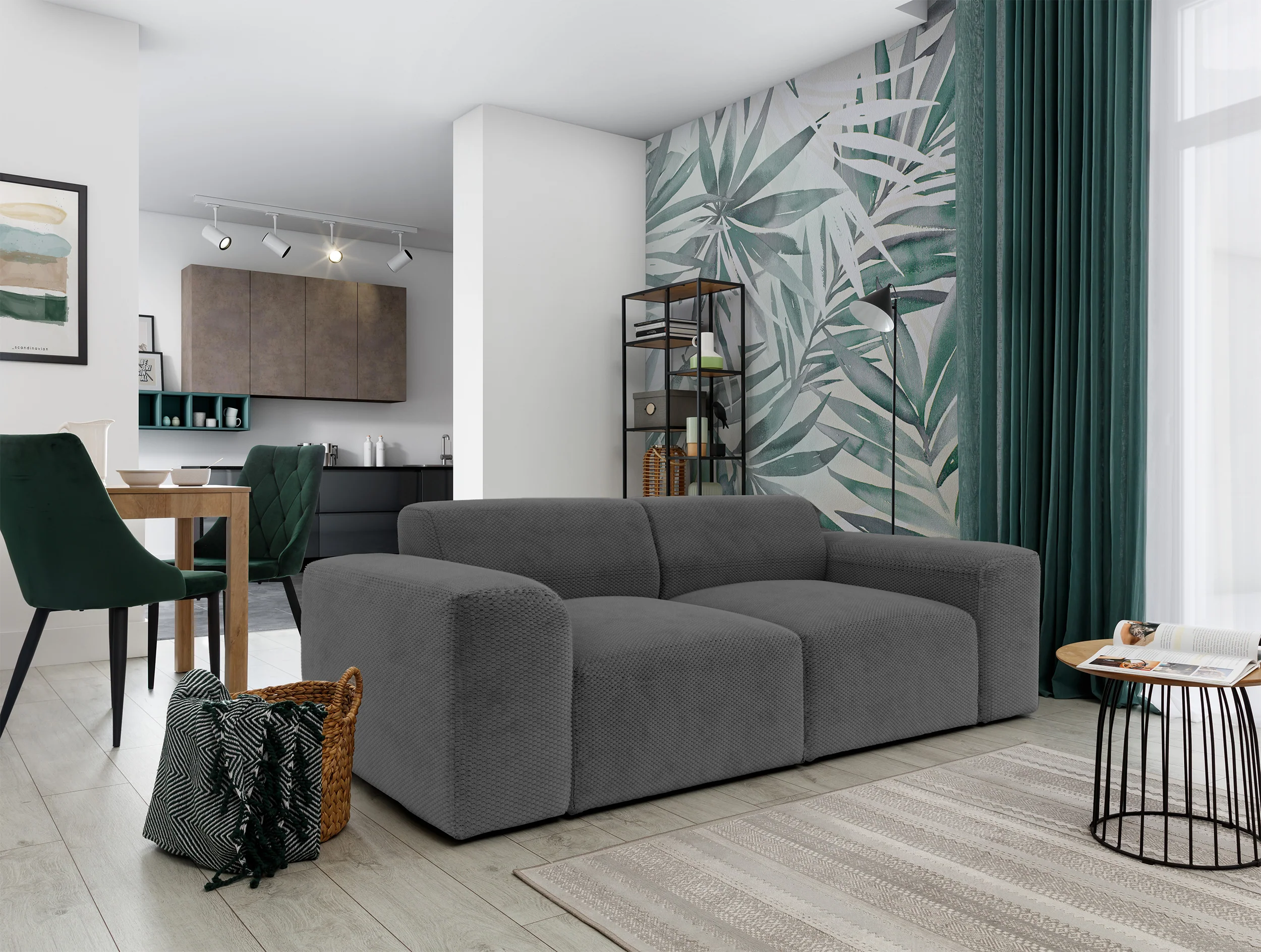 Sofa dwuosobowa Terrafino ciemnoszara w tkaninie hydrofobowej - Image 2