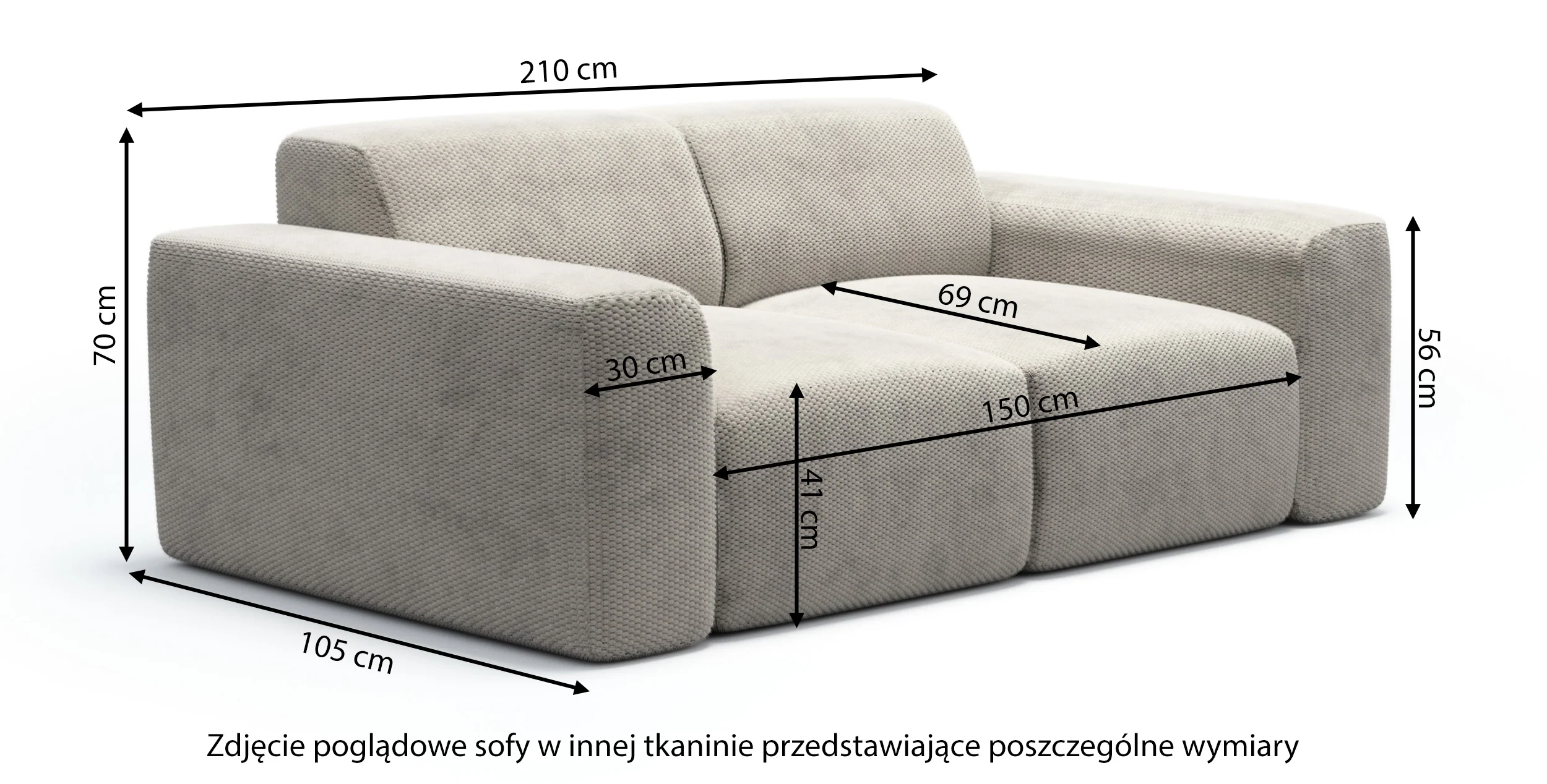 Sofa dwuosobowa Terrafino ciemnoszara w tkaninie hydrofobowej - Image 3