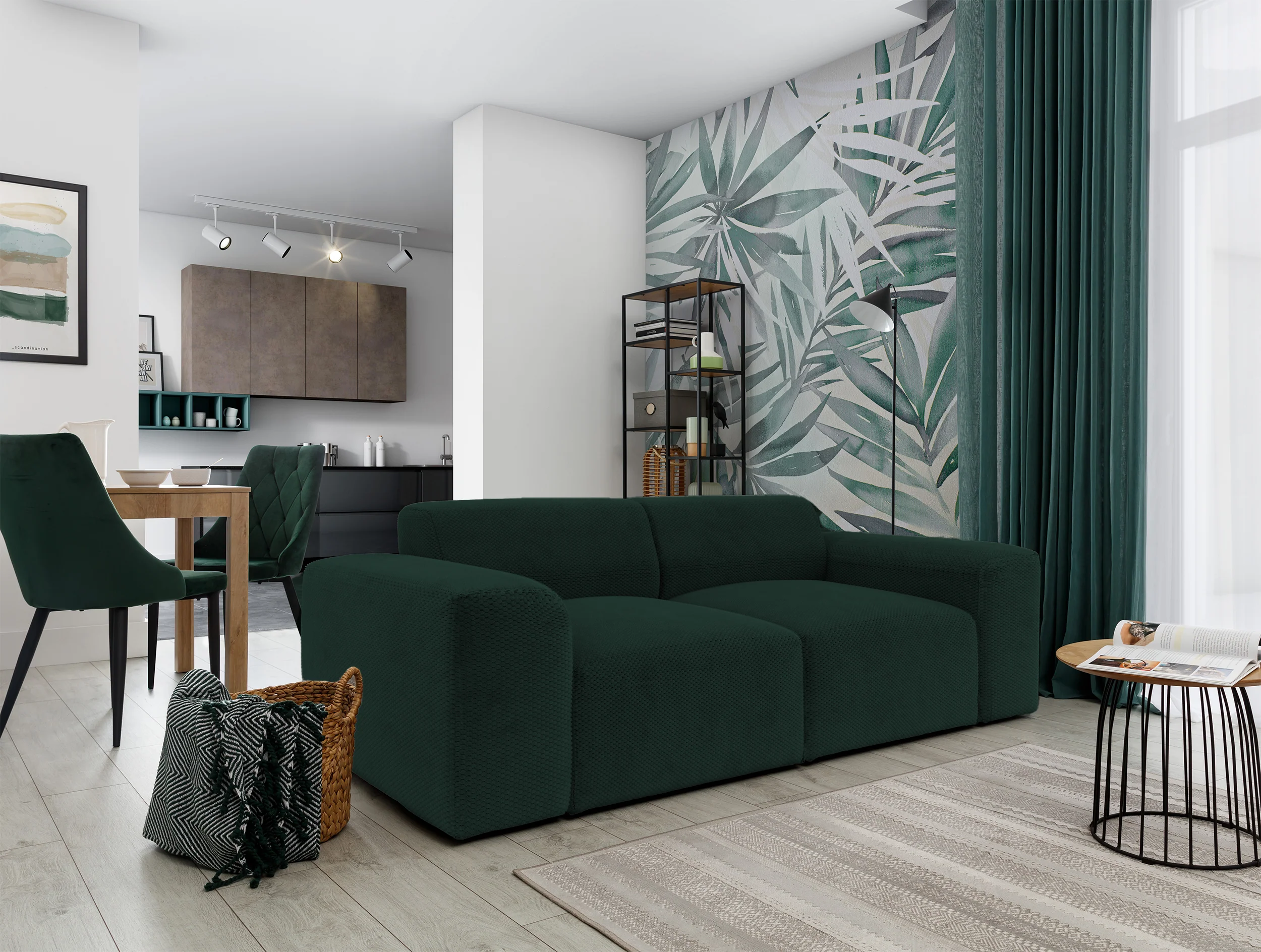 Sofa dwuosobowa Terrafino zielona w tkaninie hydrofobowej - Image 2