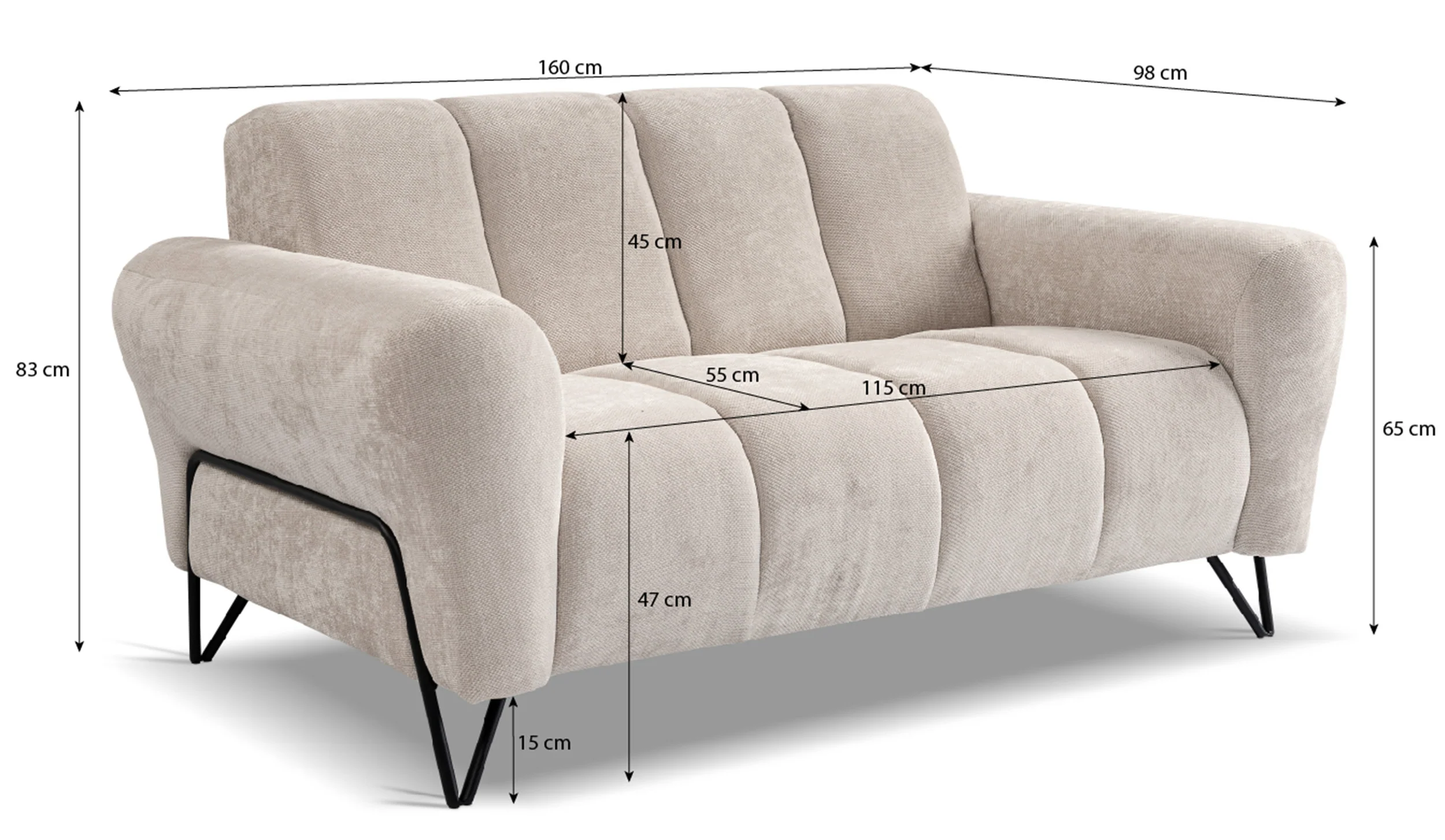 Sofa dwuosobowa Volare grafitowa szenil łatwoczyszczący - Image 6