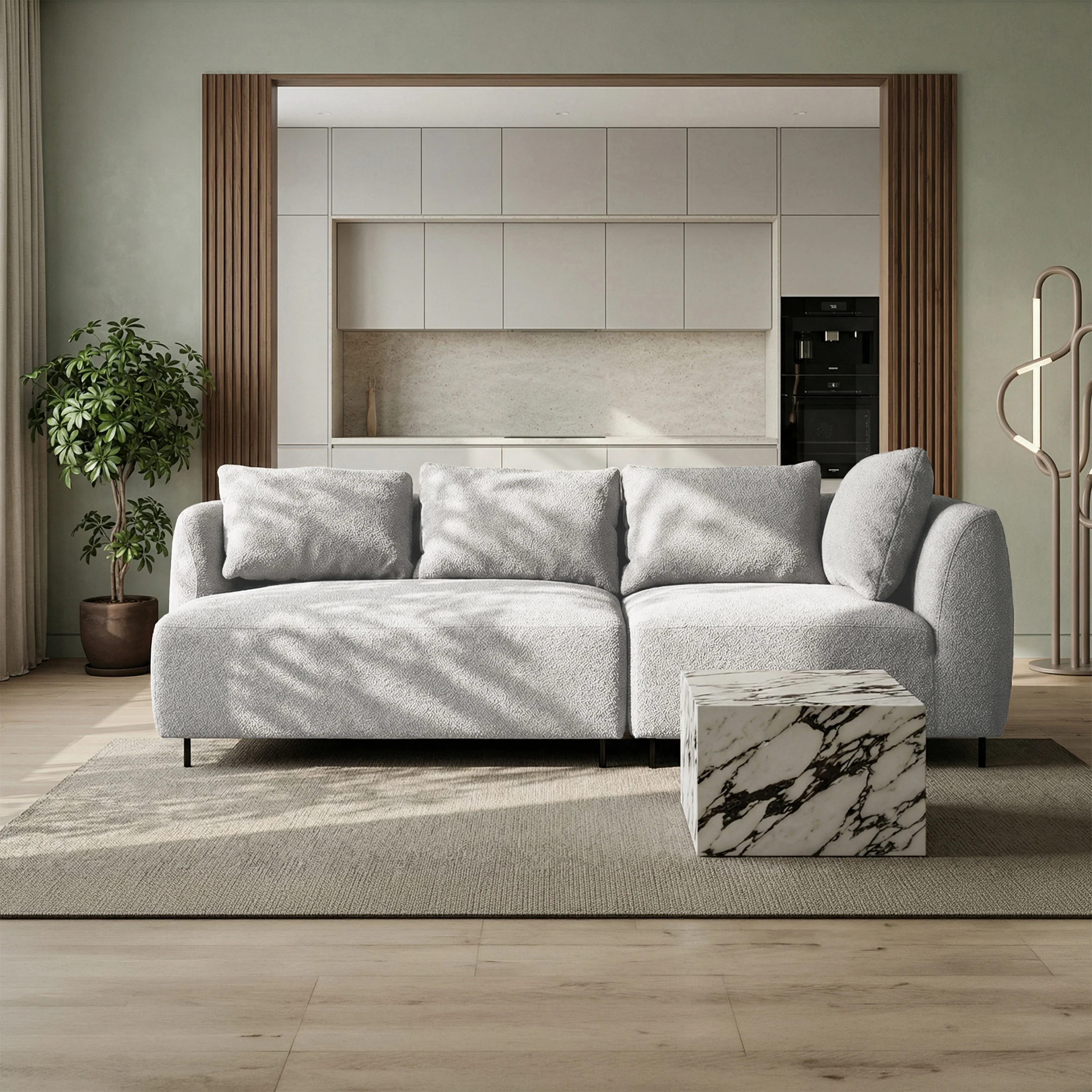 Sofa modułowa Lanomi jasnoszara boucle - Image 2