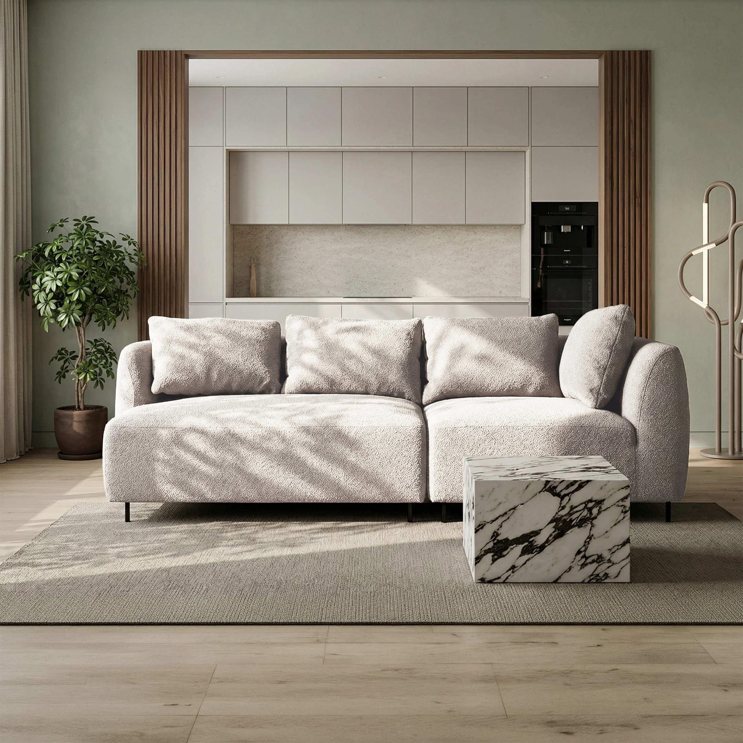 Sofa modułowa Lanomi szarobeżowa boucle - Image 2