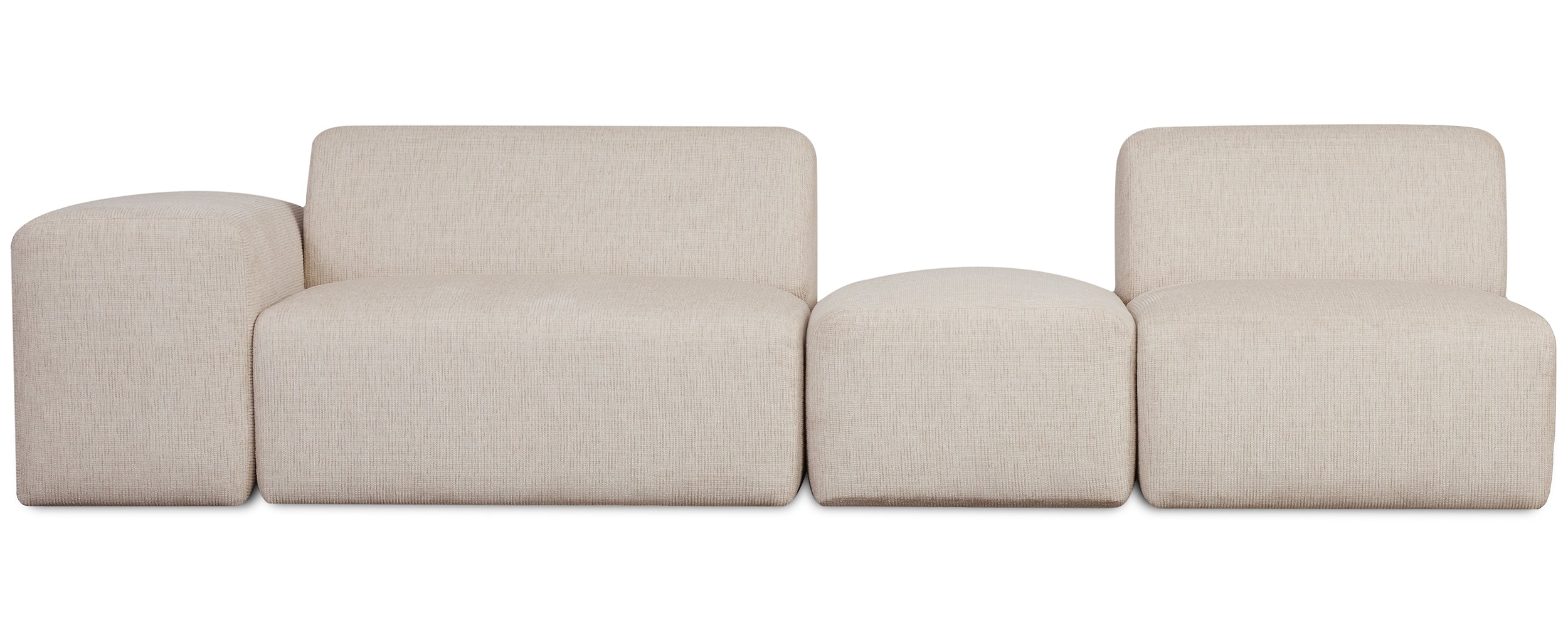 Sofa modułowa Pyllomi z pufą ciepłobeżowa plecionka - Image 4