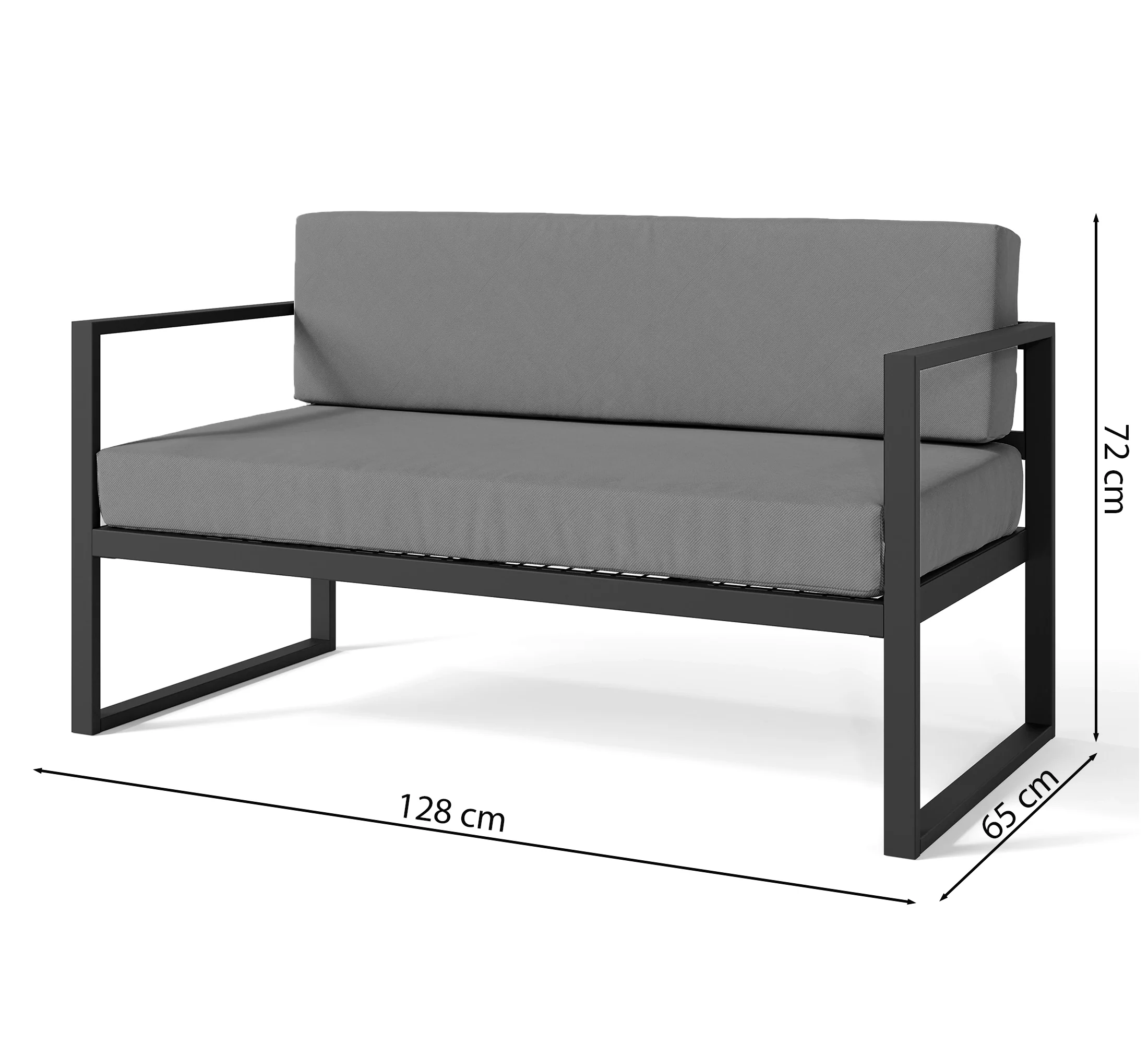 Sofa ogrodowa dwuosobowa Dywilly w tkaninie hydrofobowej brązowa/ czarny stelaż - Image 4