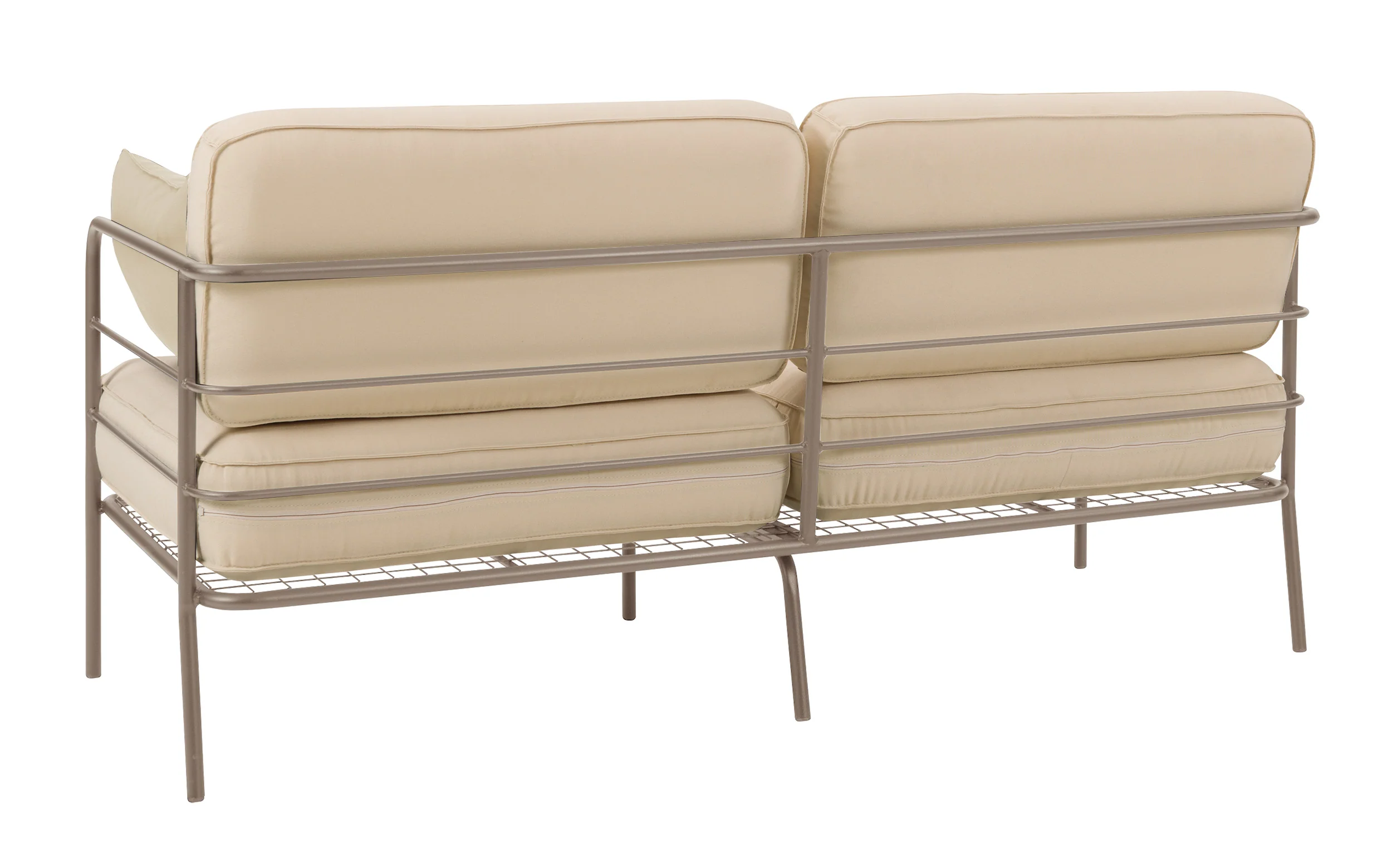 Sofa ogrodowa dwuosobowa Preggel 156 cm w tkaninie hydrofobowej beżowa/ beżowy stelaż - Image 2