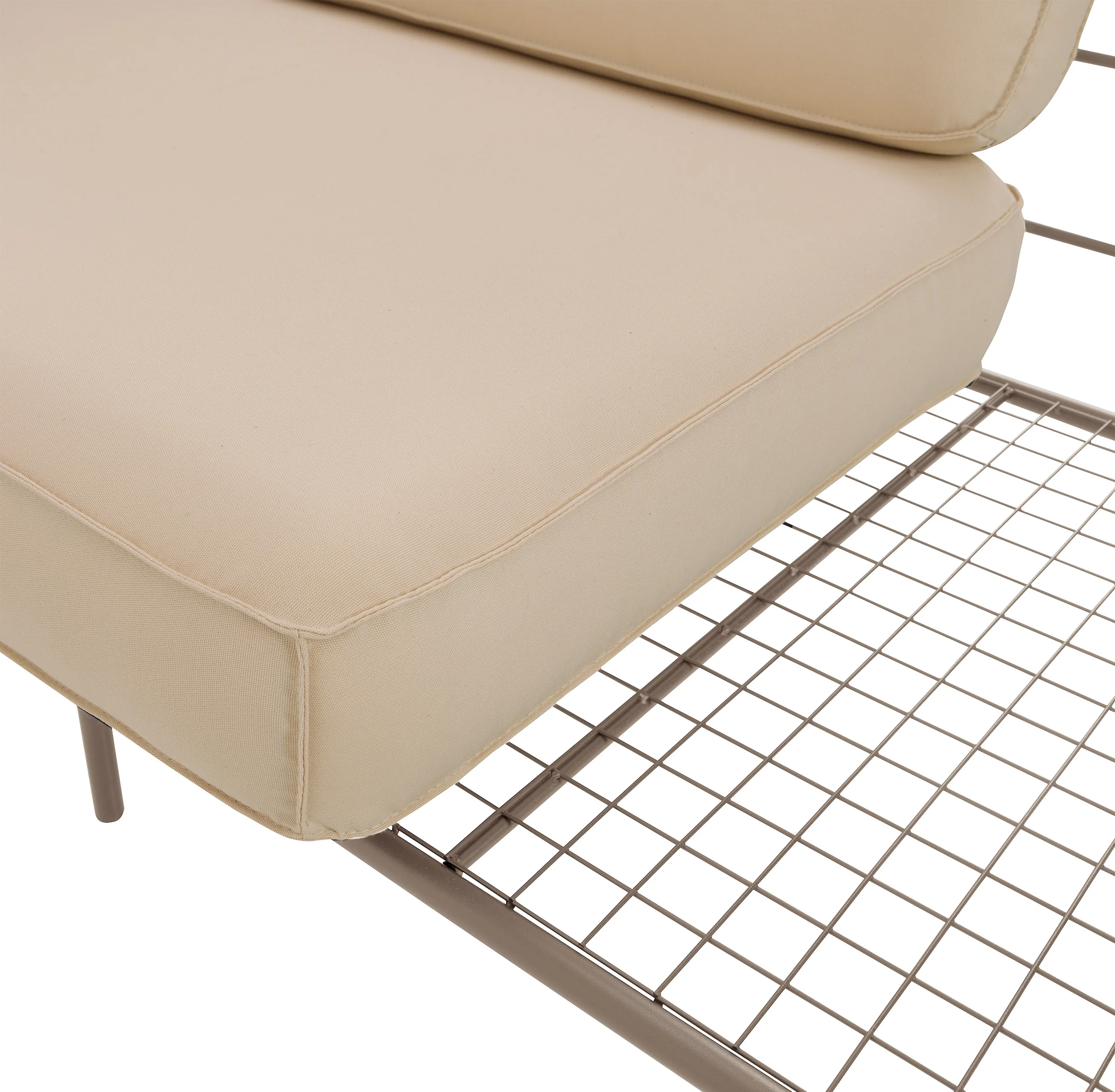 Sofa ogrodowa dwuosobowa Preggel 156 cm w tkaninie hydrofobowej beżowa/ beżowy stelaż - Image 3