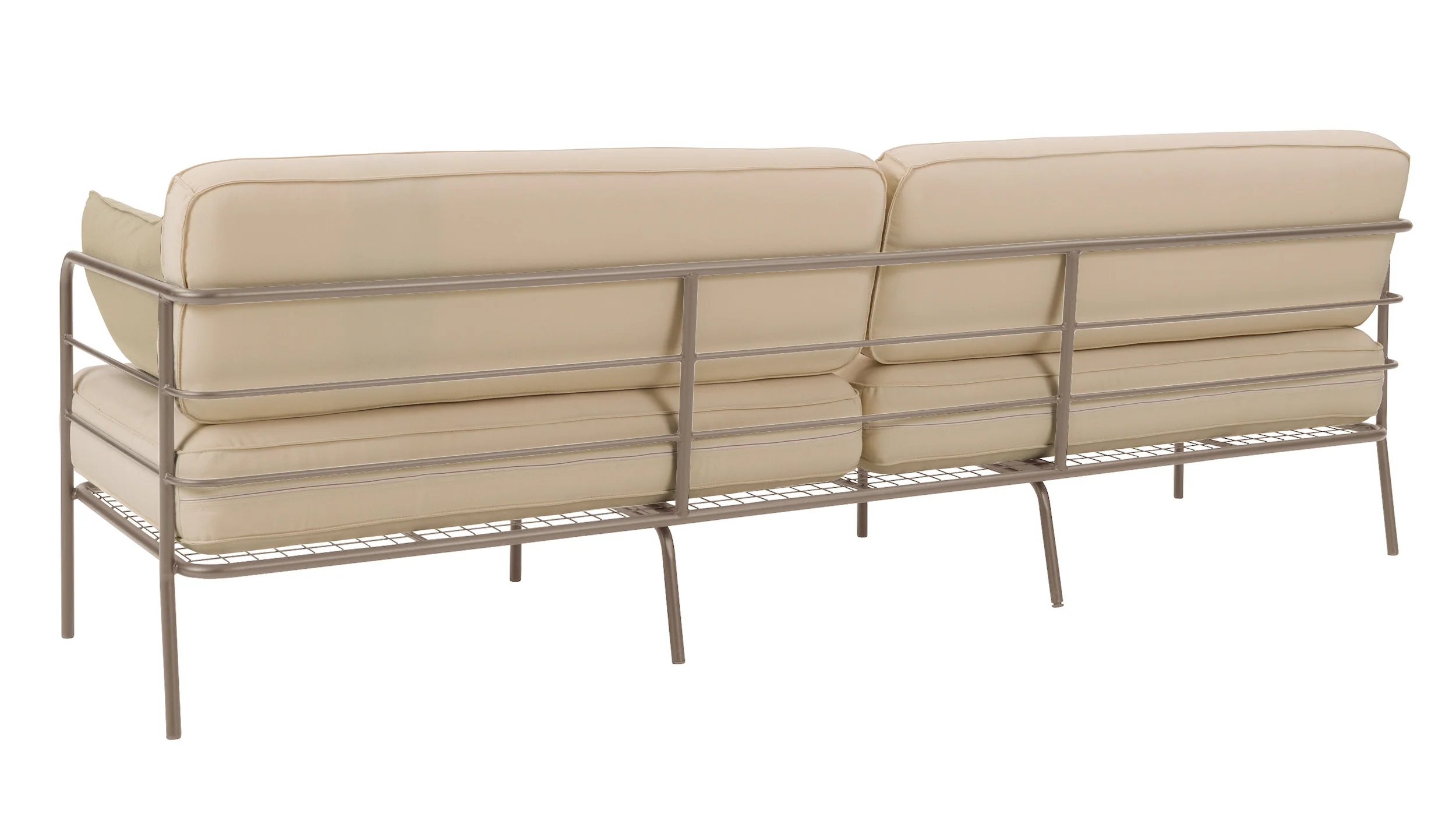 Sofa ogrodowa trzyosobowa Preggel w tkaninie hydrofobowej beżowa/ beżowy stelaż - Image 2