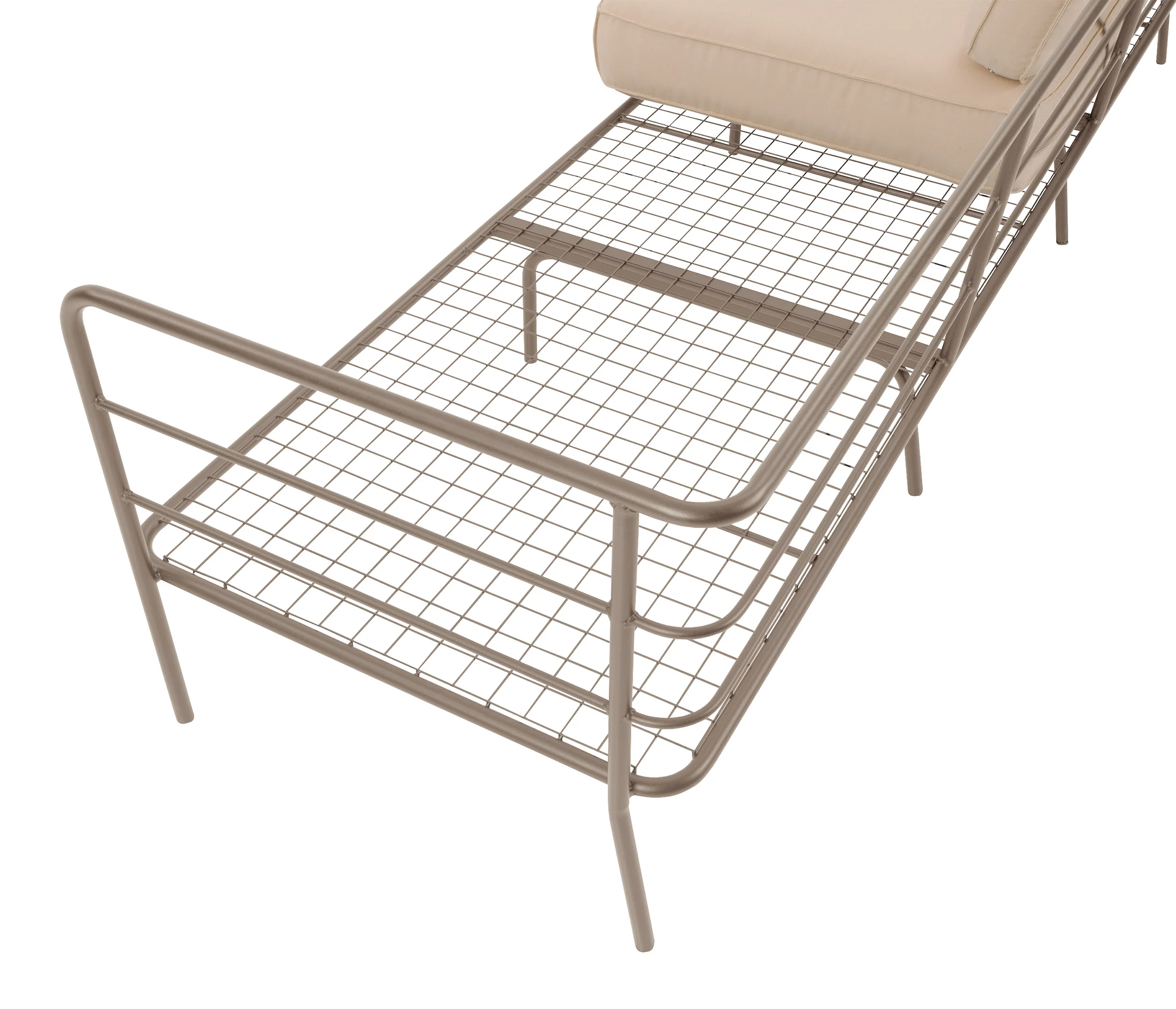 Sofa ogrodowa trzyosobowa Preggel w tkaninie hydrofobowej beżowa/ beżowy stelaż - Image 6