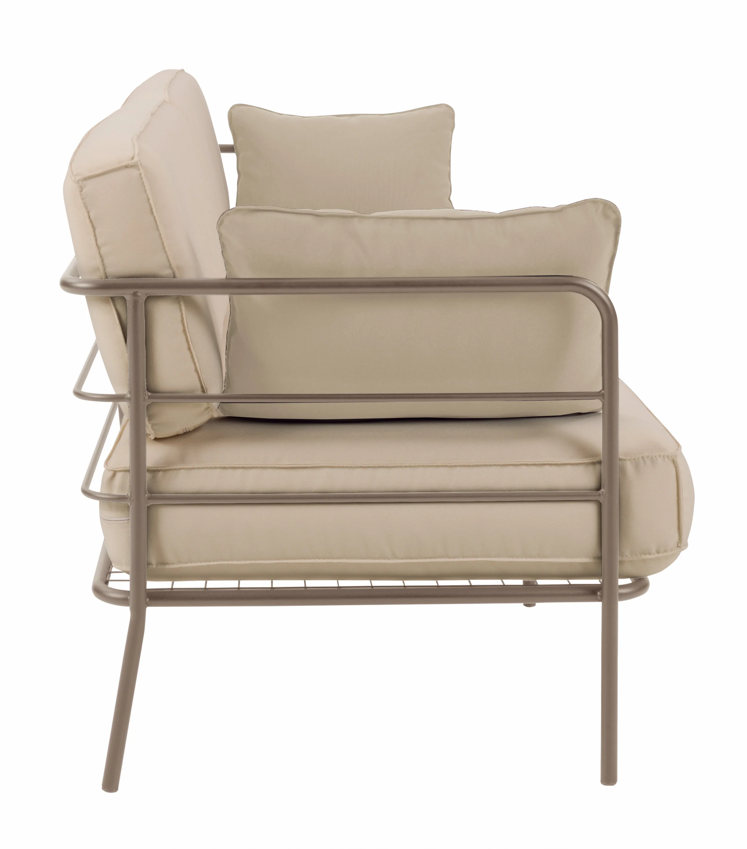 Sofa ogrodowa trzyosobowa Preggel w tkaninie hydrofobowej beżowa/ beżowy stelaż - Image 7