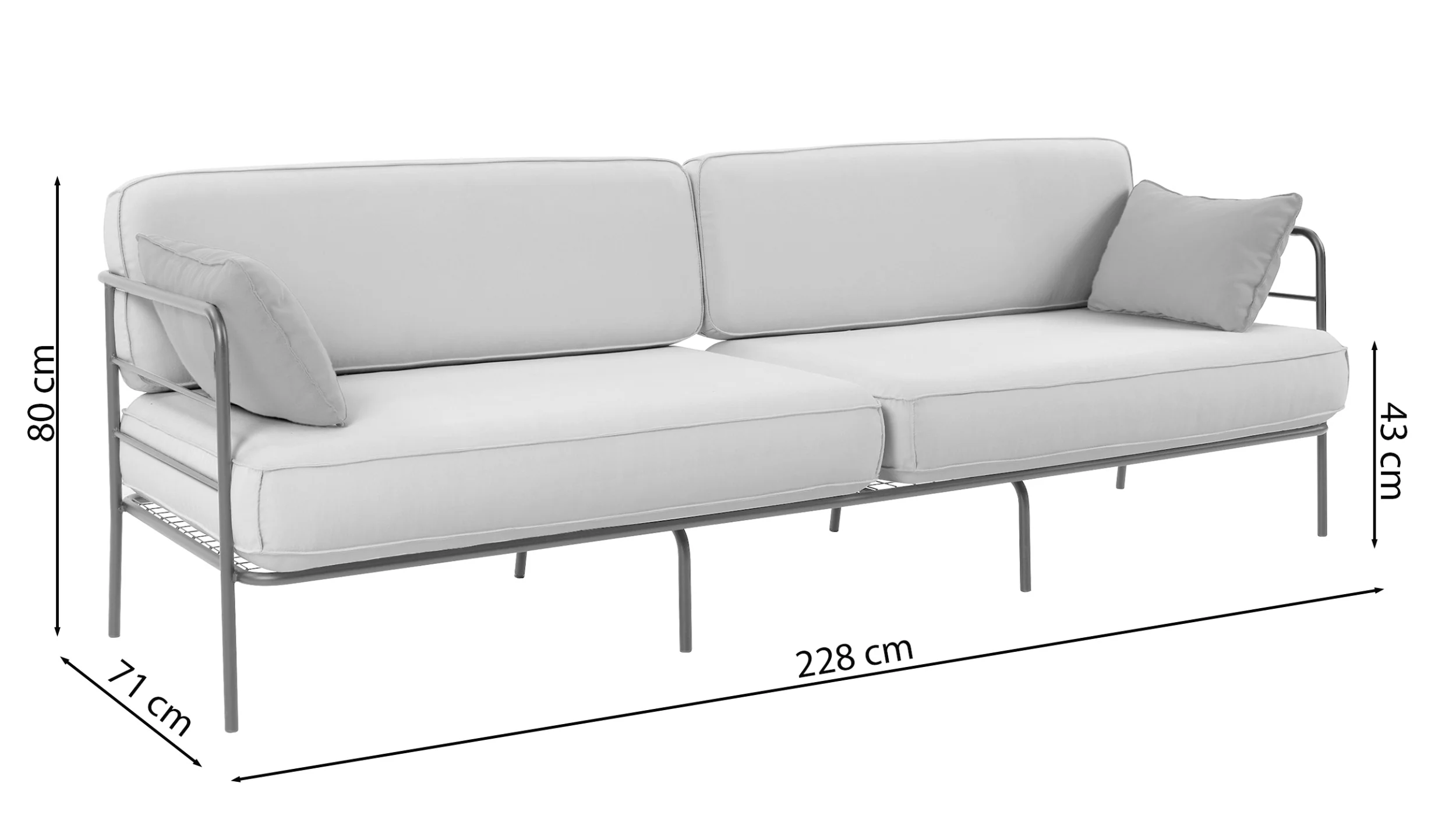 Sofa ogrodowa trzyosobowa Preggel w tkaninie hydrofobowej beżowa/ beżowy stelaż - Image 8
