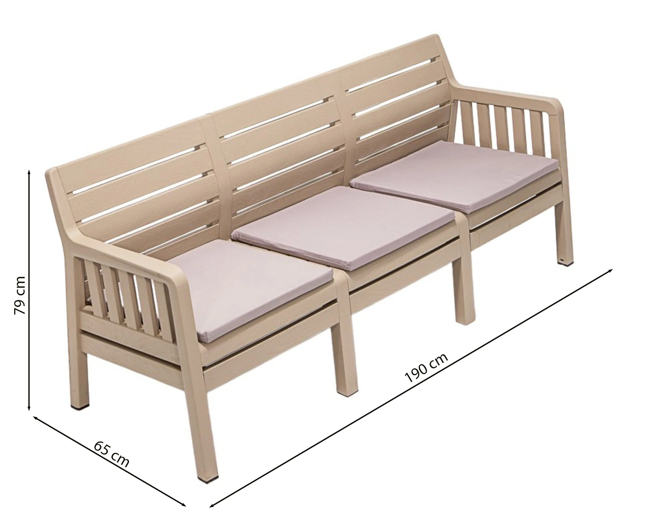 Sofa ogrodowa trzyosobowa Scrally z tworzywa sztucznego beżowa - Image 5