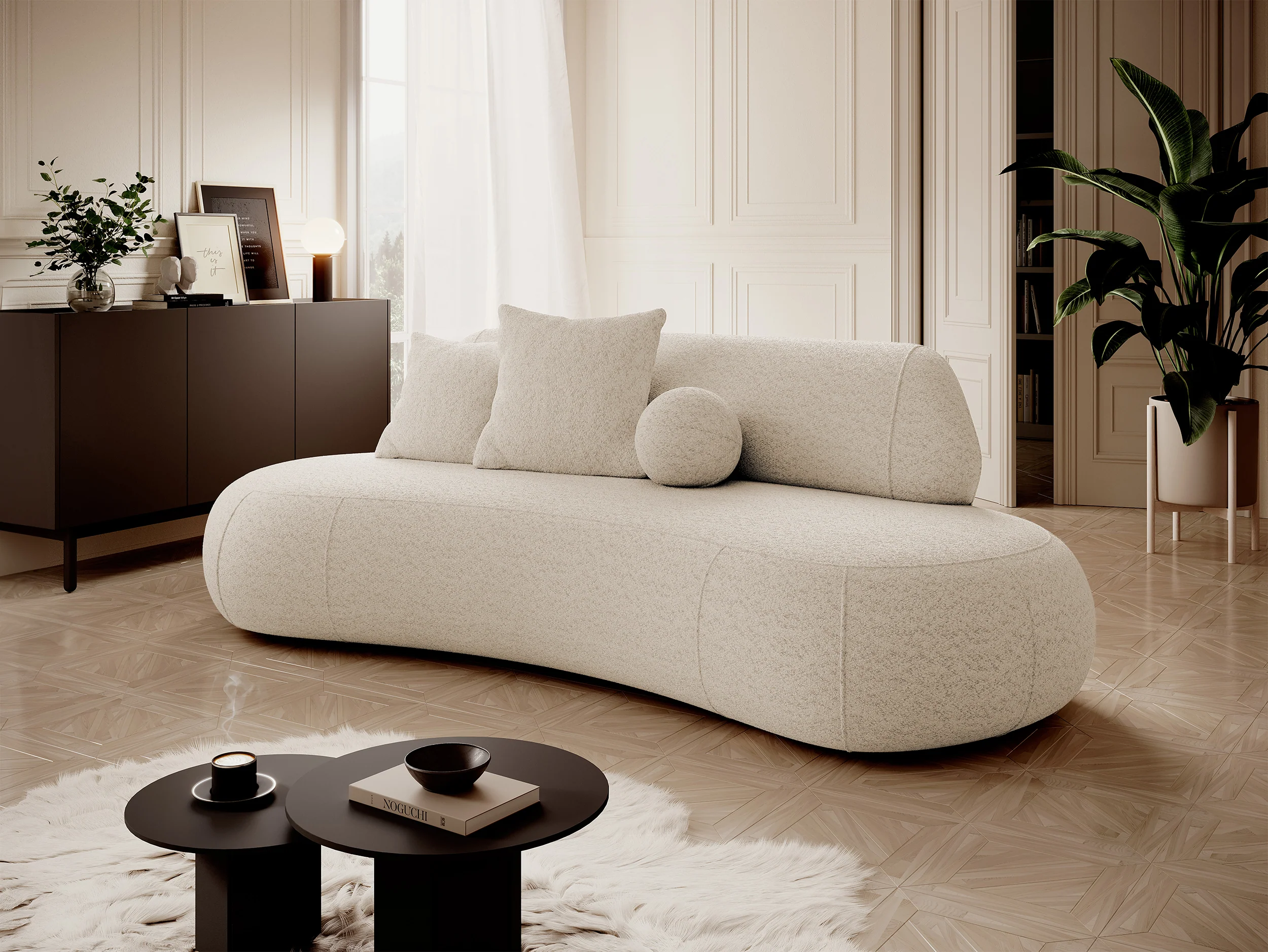 Sofa trzyosobowa Balme jasnobeżowa boucle - Image 2