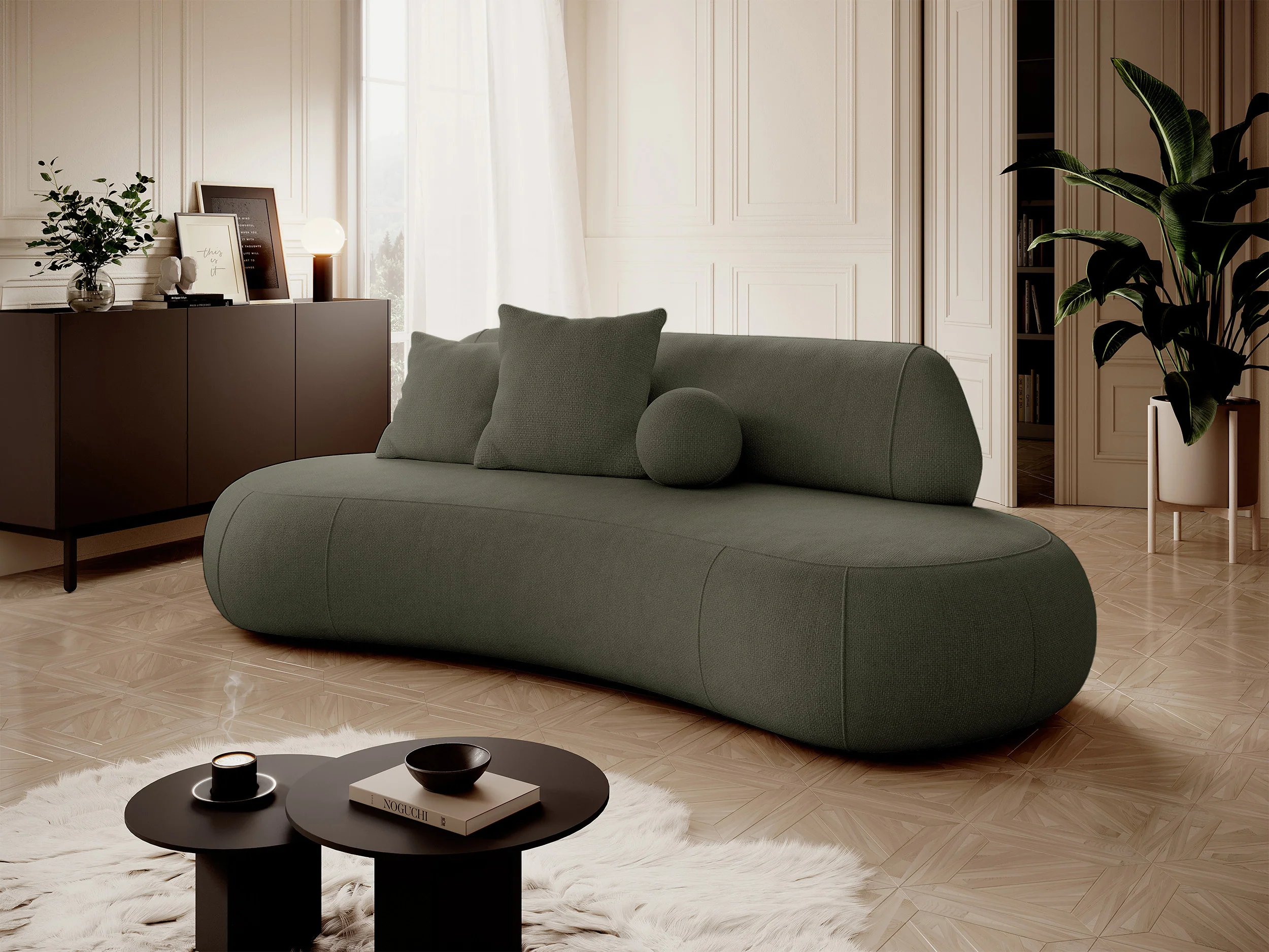 Sofa trzyosobowa Balme zielona w tkaninie łatwoczyszczącej - Image 2