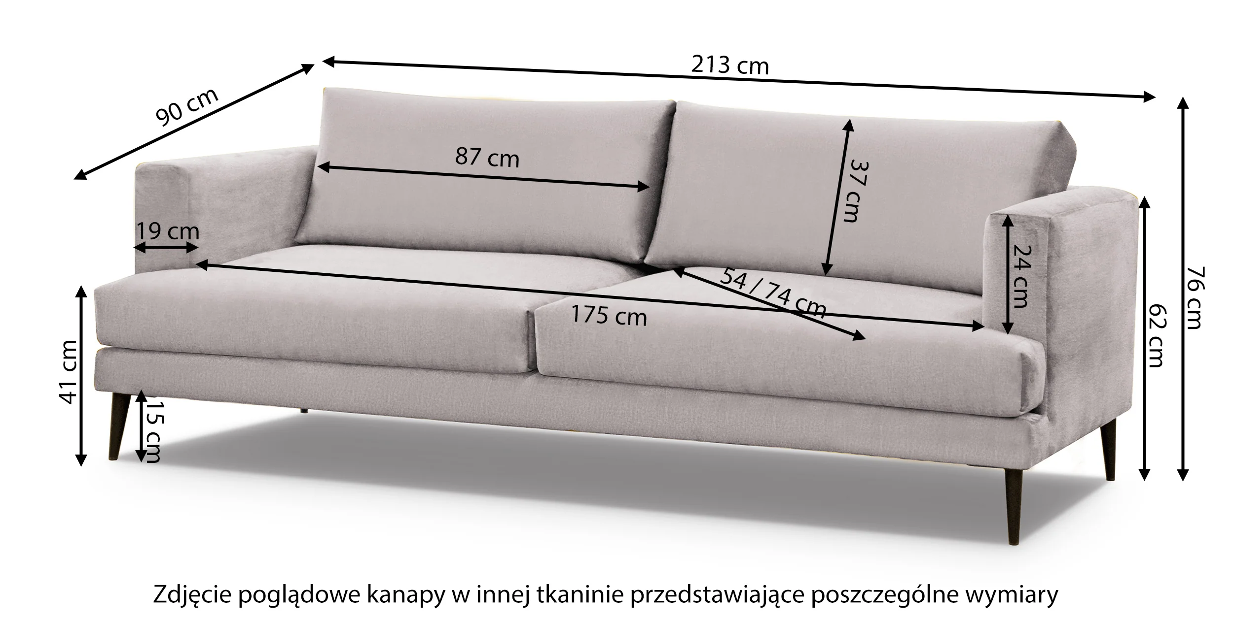Sofa trzyosobowa Dragato szara welur - Image 4