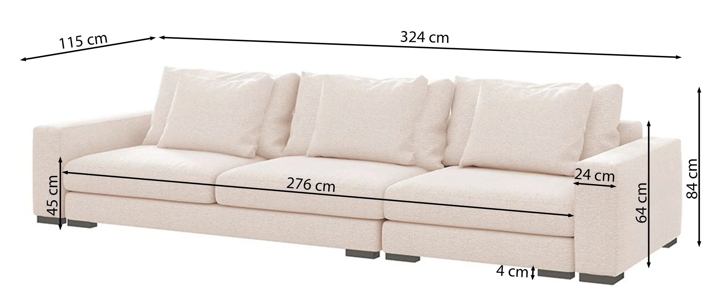 Sofa trzyosobowa Mia ciemnoszara szenil łatwoczyszczący - Image 5