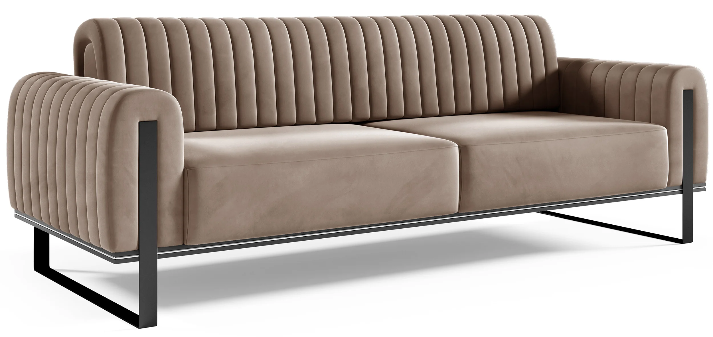Sofa trzyosobowa Parissa beżowa welur czarne nogi - Image 4