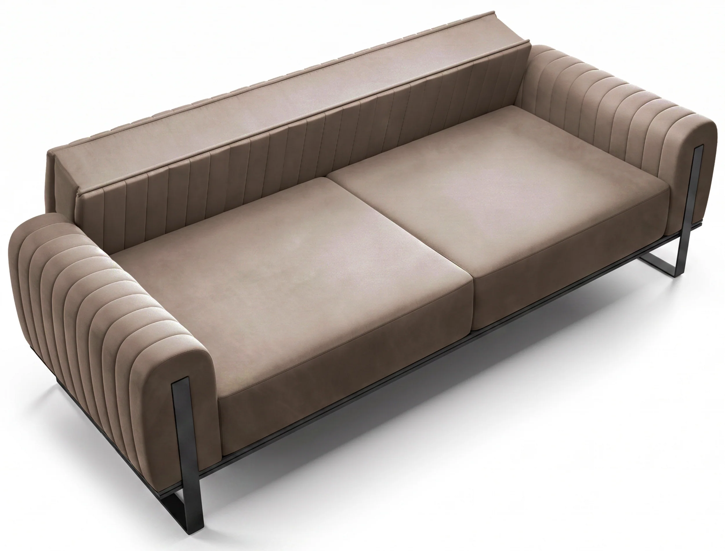 Sofa trzyosobowa Parissa beżowa welur czarne nogi - Image 5
