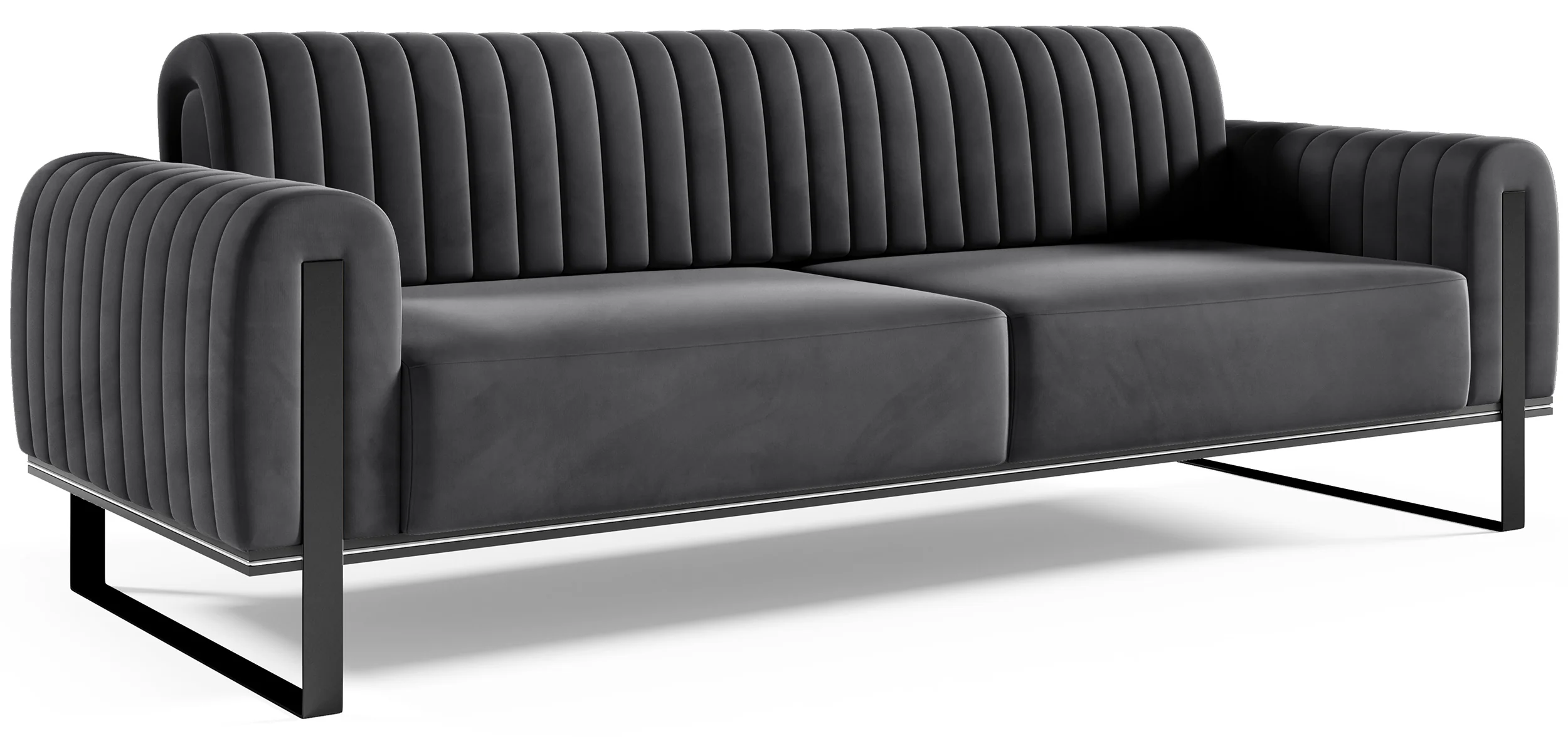 Sofa trzyosobowa Parissa ciemnoszara welur czarne nogi - Image 4
