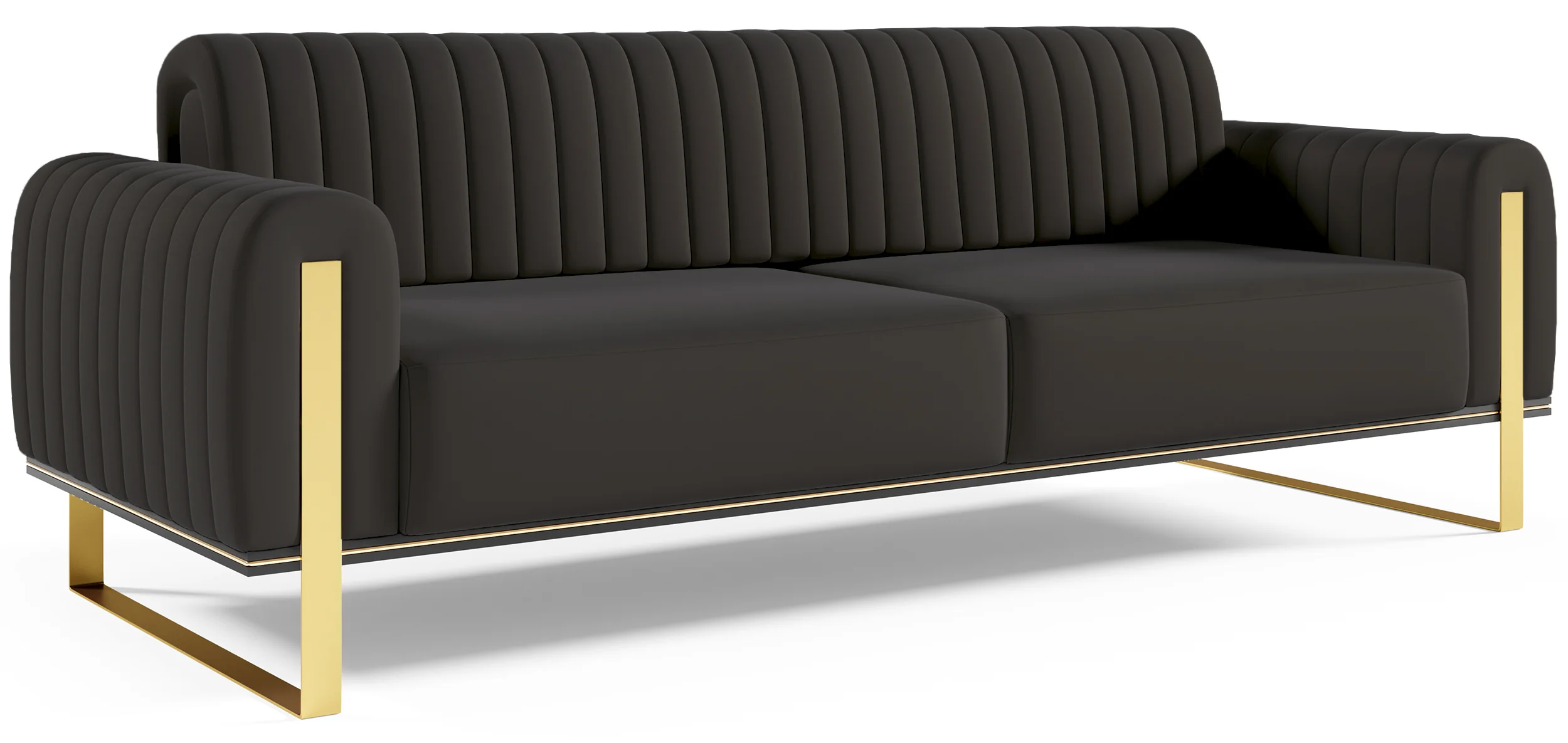 Sofa trzyosobowa Parissa czarna welur złote nóżki - Image 5