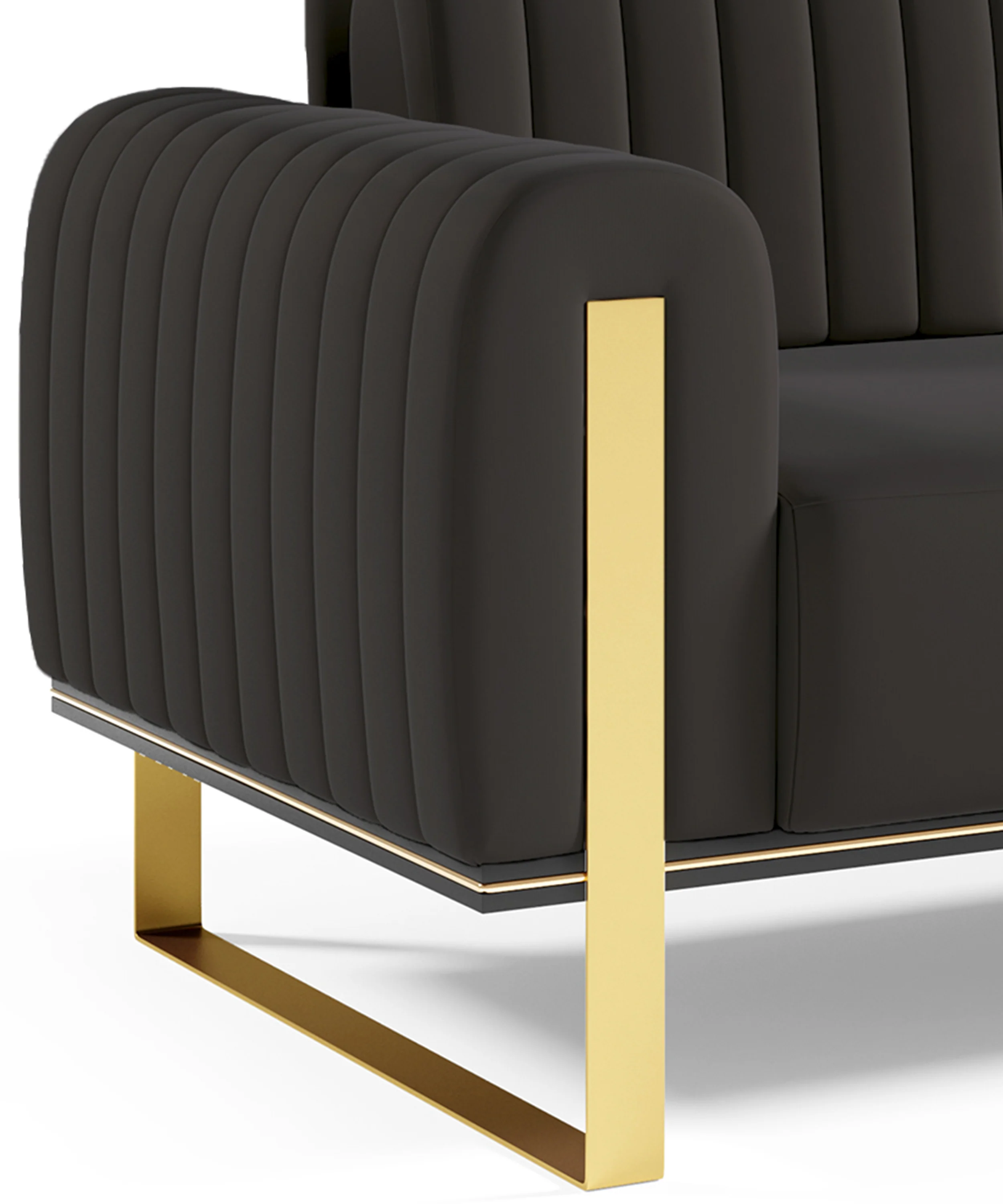 Sofa trzyosobowa Parissa czarna welur złote nóżki - Image 6