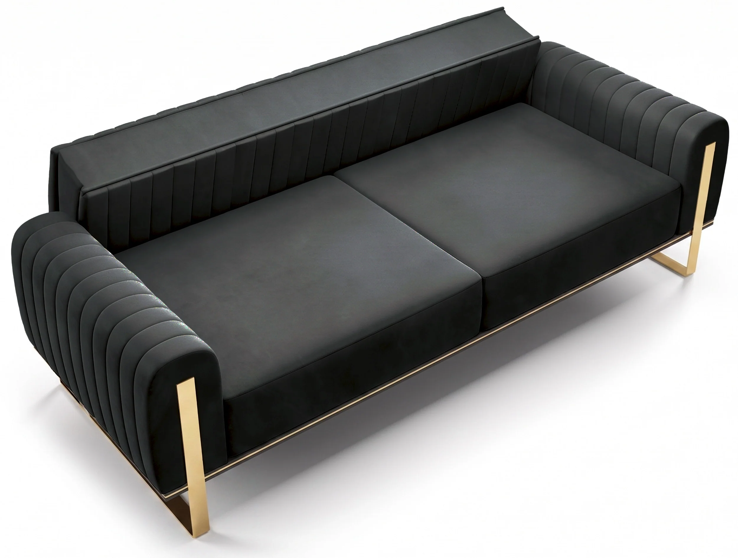 Sofa trzyosobowa Parissa czarna welur złote nóżki - Image 7