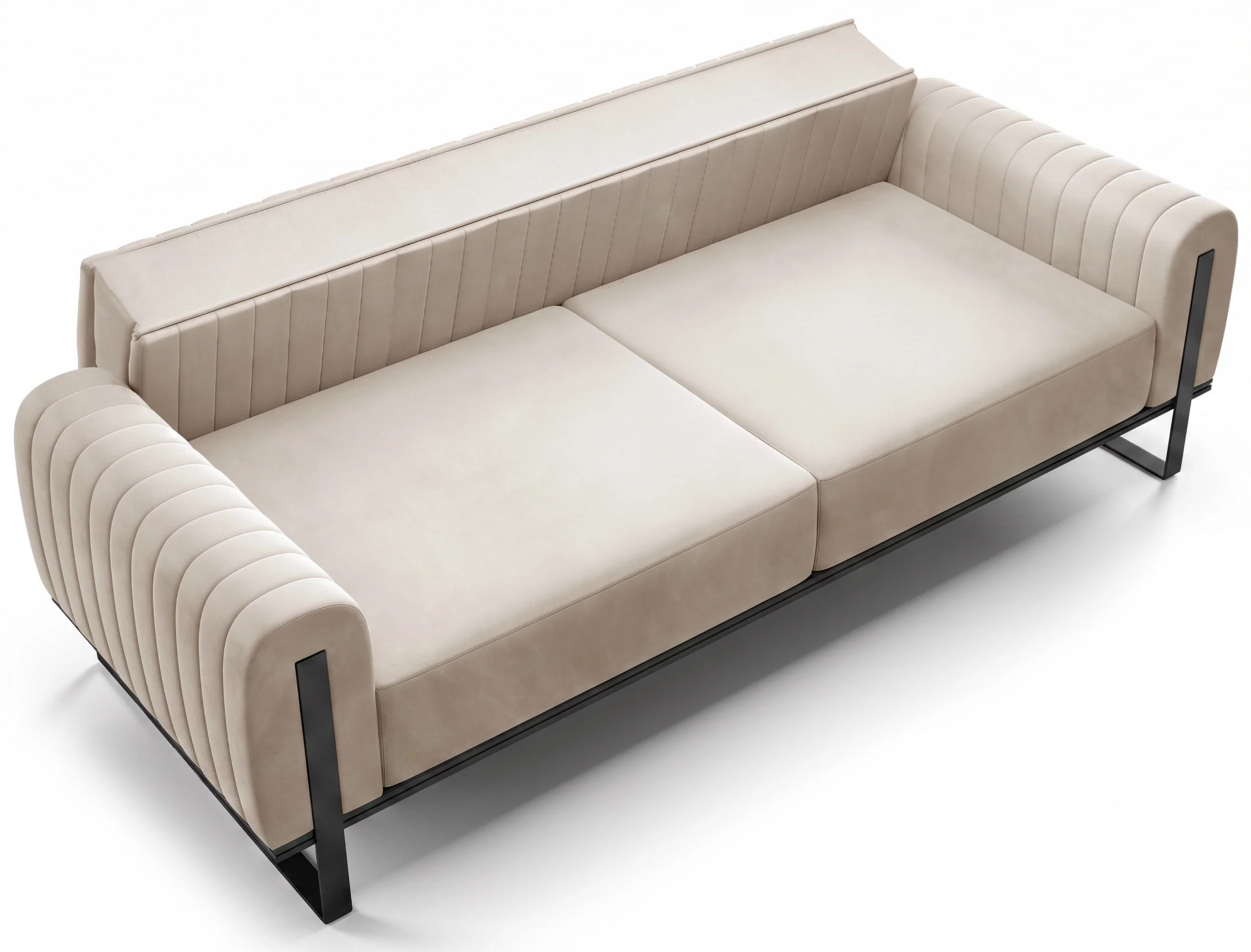 Sofa trzyosobowa Parissa jasnobeżowa welur czarne nogi - Image 5