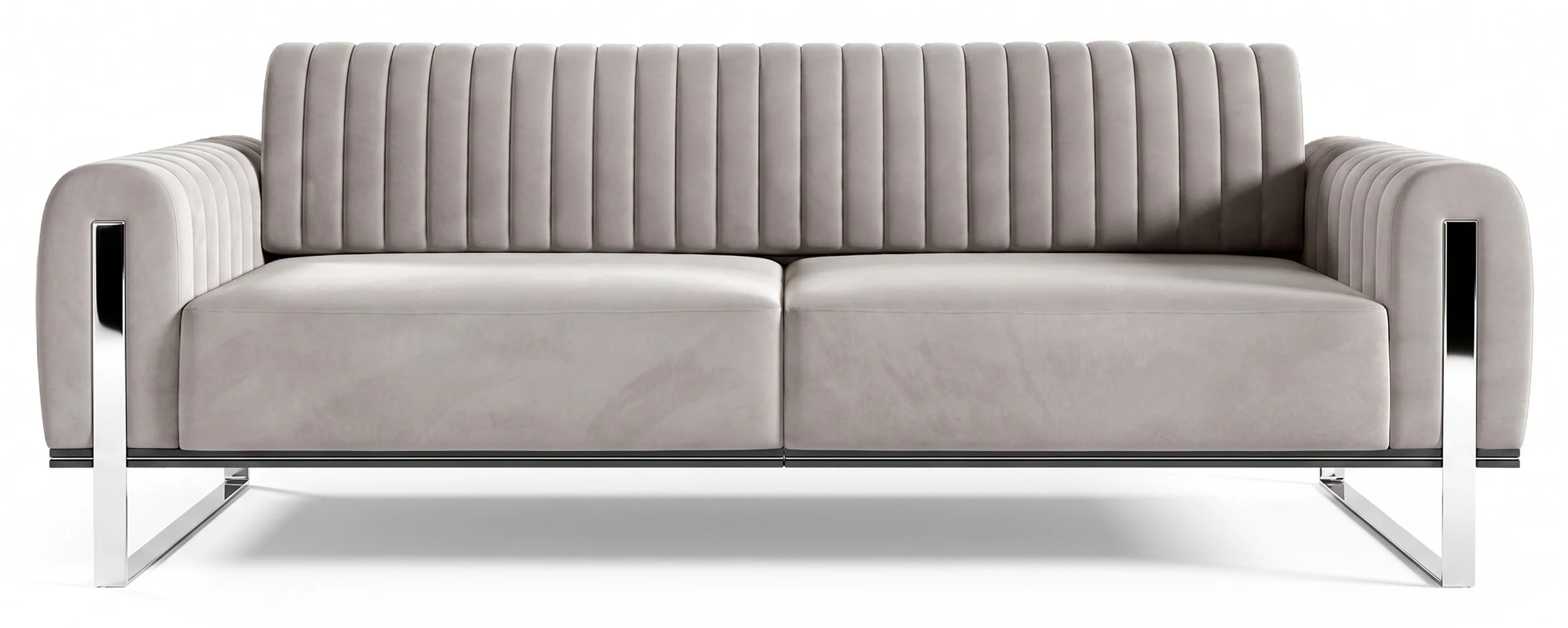Sofa trzyosobowa Parissa jasnoszara welur nogi chrom