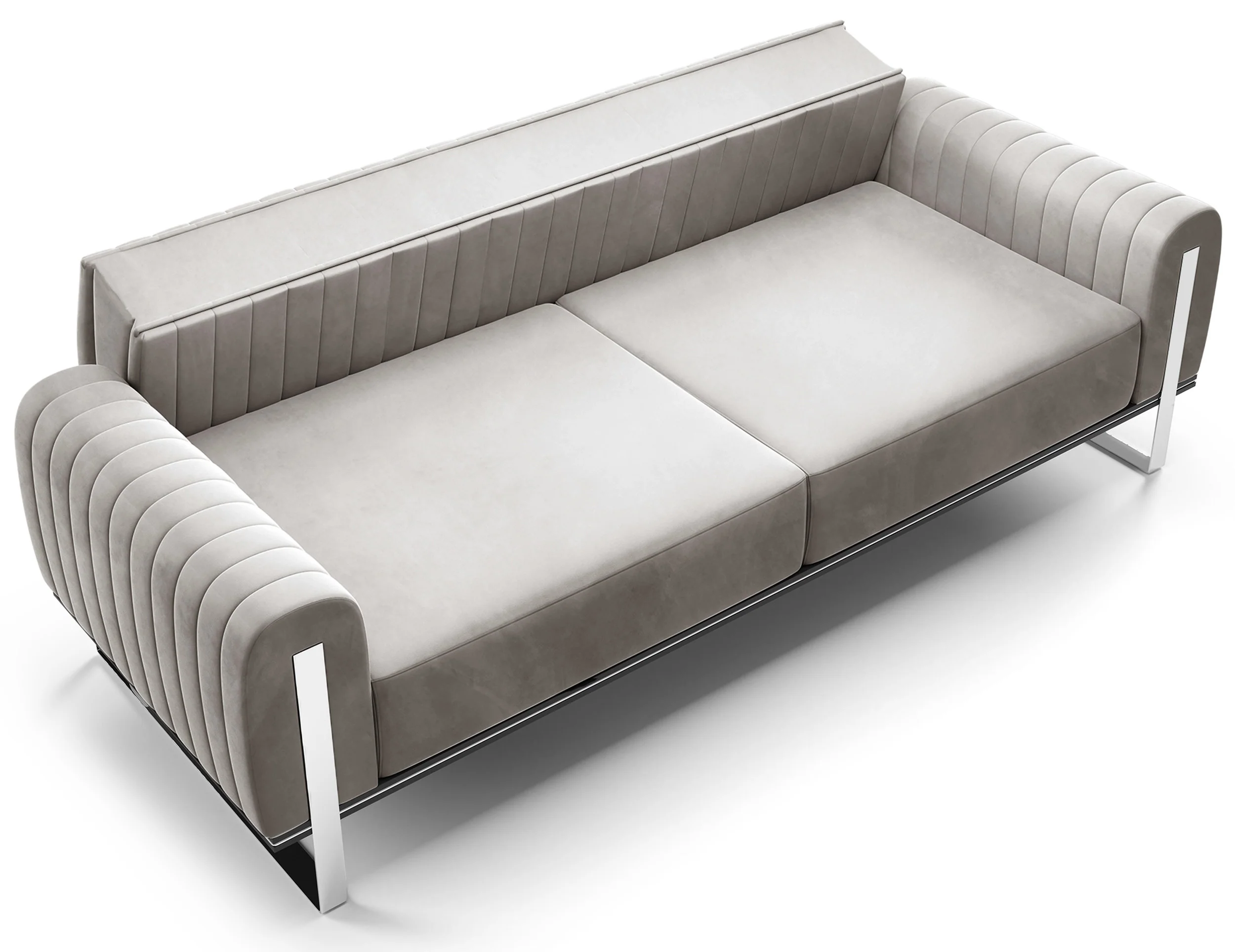 Sofa trzyosobowa Parissa jasnoszara welur nogi chrom - Image 5