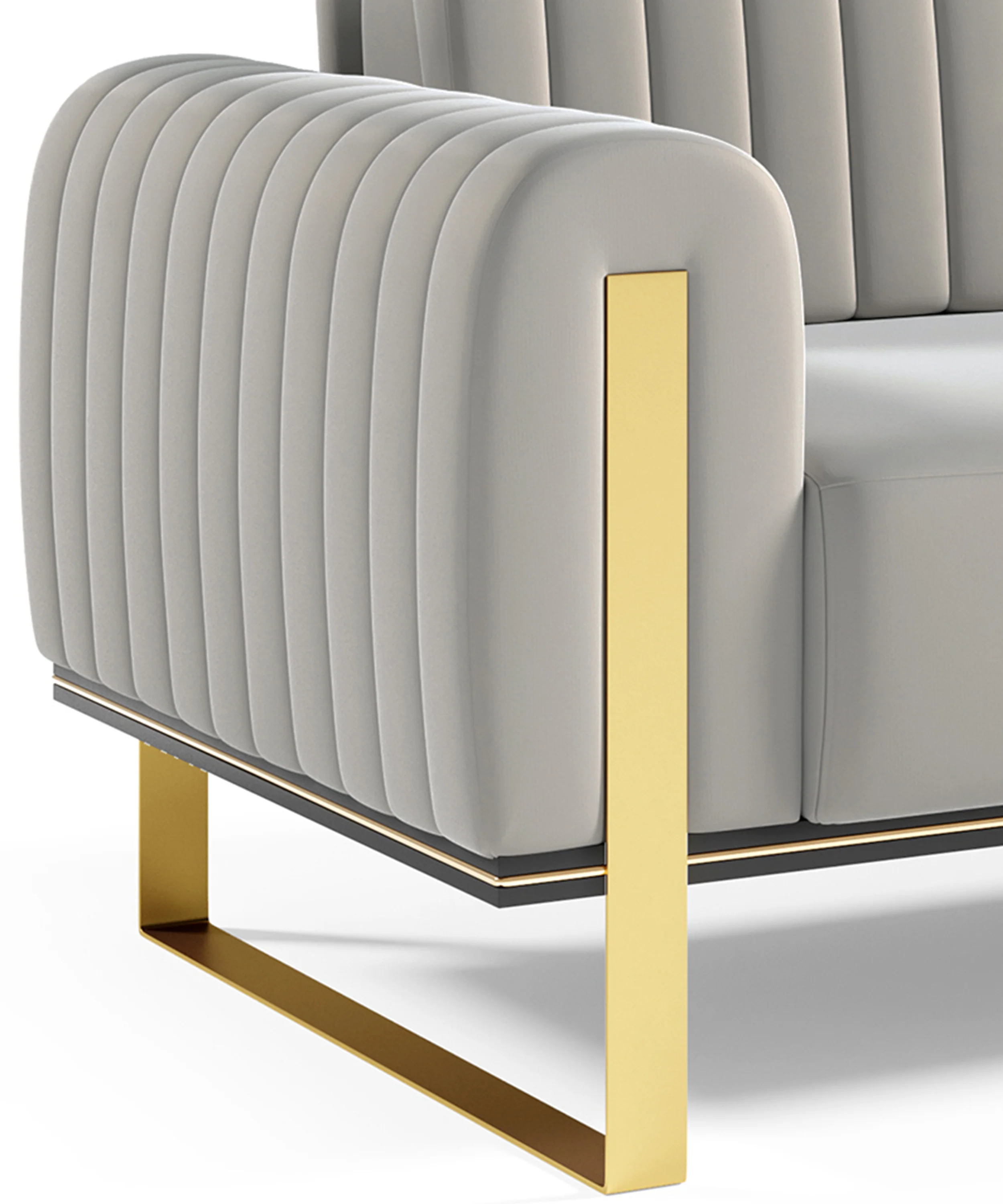 Sofa trzyosobowa Parissa jasnoszara welur złote nóżki - Image 6