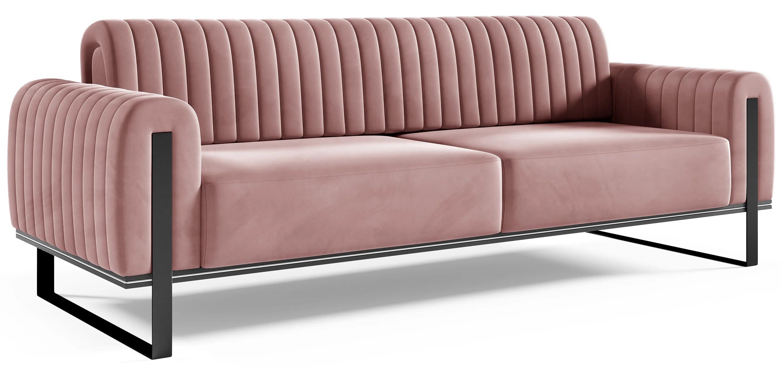 Sofa trzyosobowa Parissa różowa welur czarne nogi - Image 4