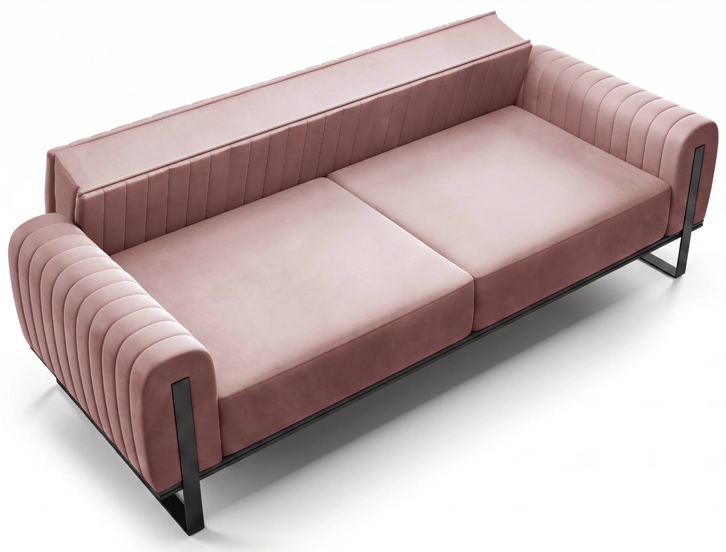 Sofa trzyosobowa Parissa różowa welur czarne nogi - Image 5