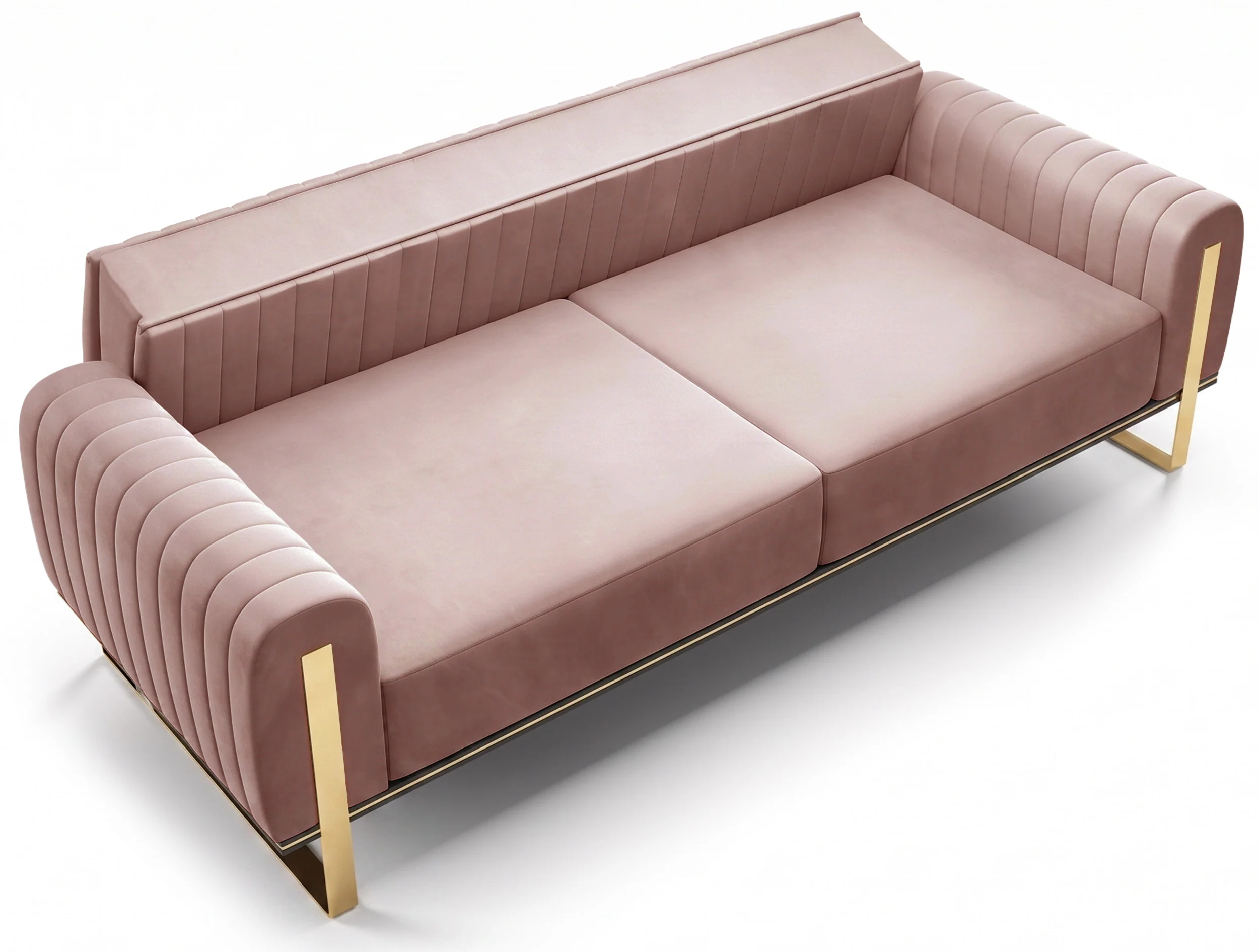 Sofa trzyosobowa Parissa różowa welur złote nóżki - Image 7