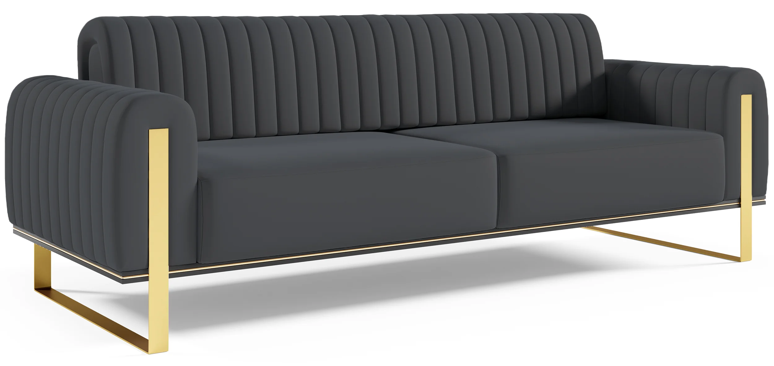 Sofa trzyosobowa Parissa ciemnoszara welur złote nóżki - Image 5