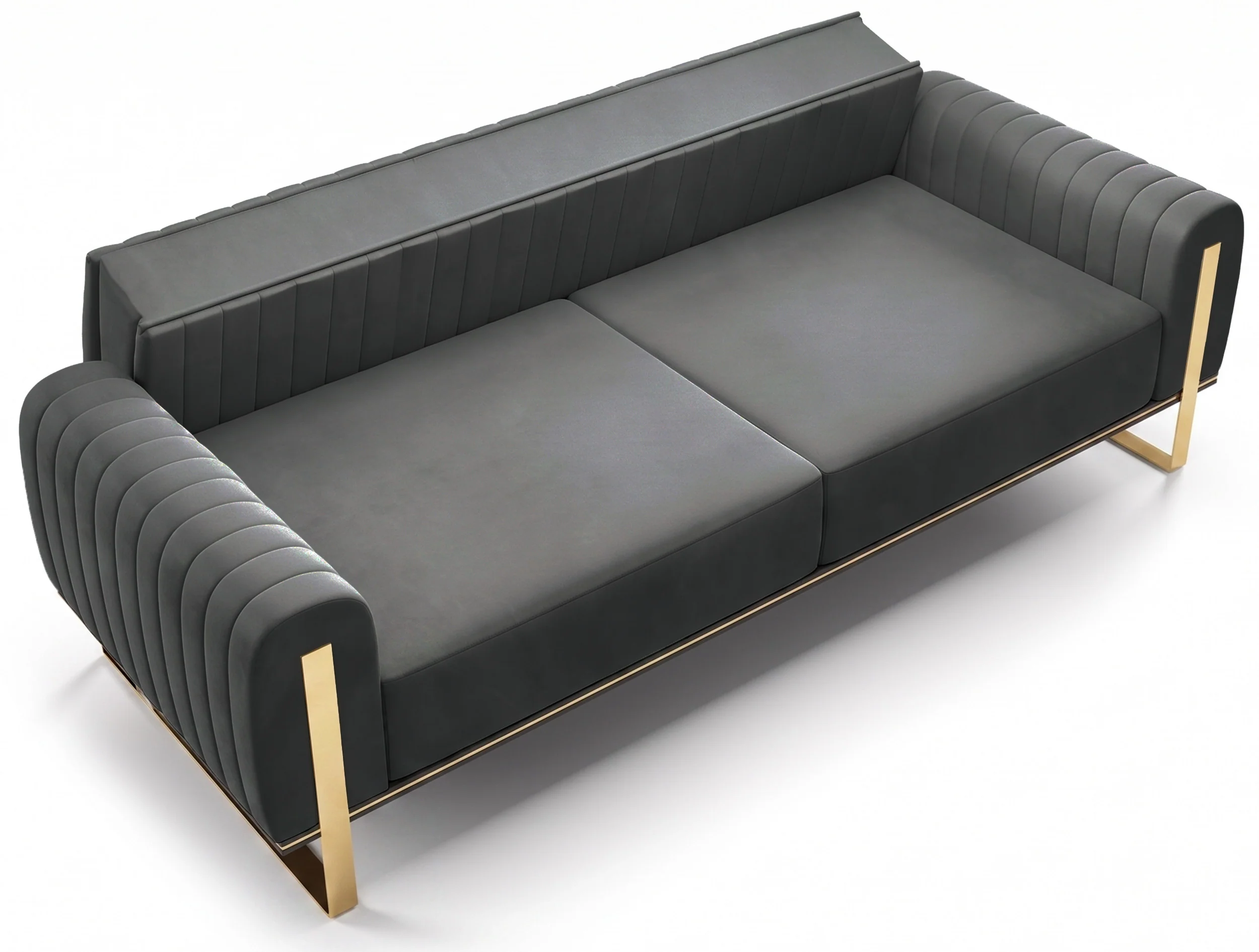 Sofa trzyosobowa Parissa ciemnoszara welur złote nóżki - Image 7