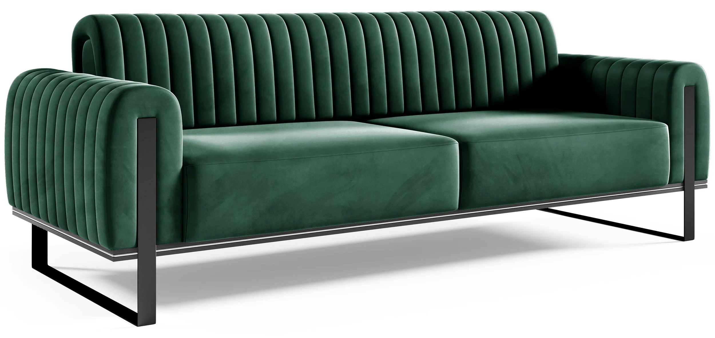 Sofa trzyosobowa Parissa zielona welur czarne nogi - Image 4