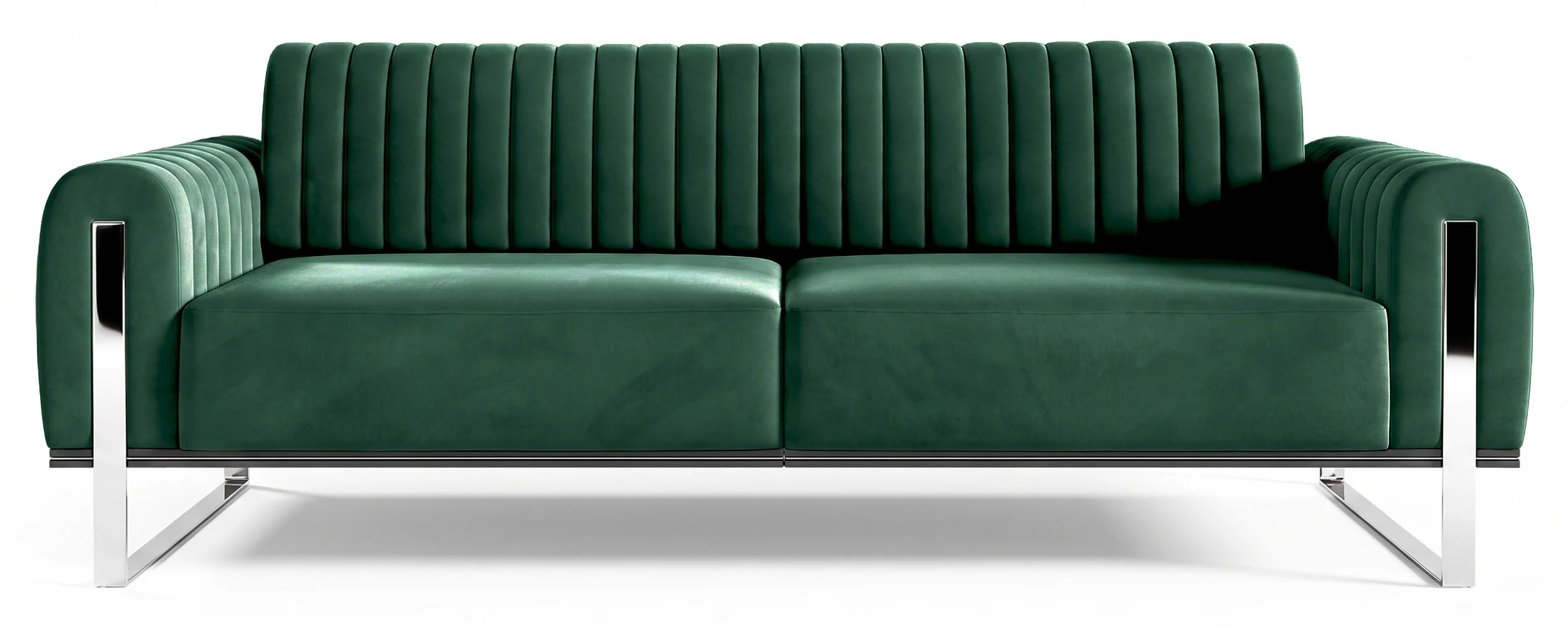 Sofa trzyosobowa Parissa zielona welur nogi chrom